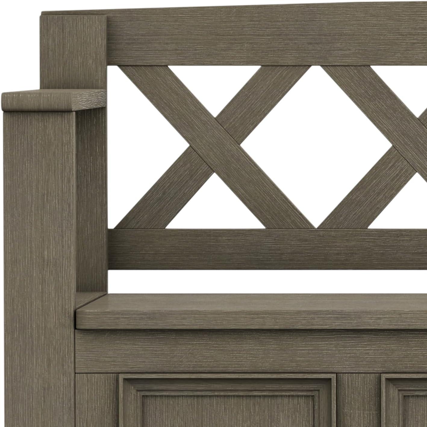 Amherst SOLID WOOD 48" W Transitional Entryway Storage Bench in Farmhouse Gray