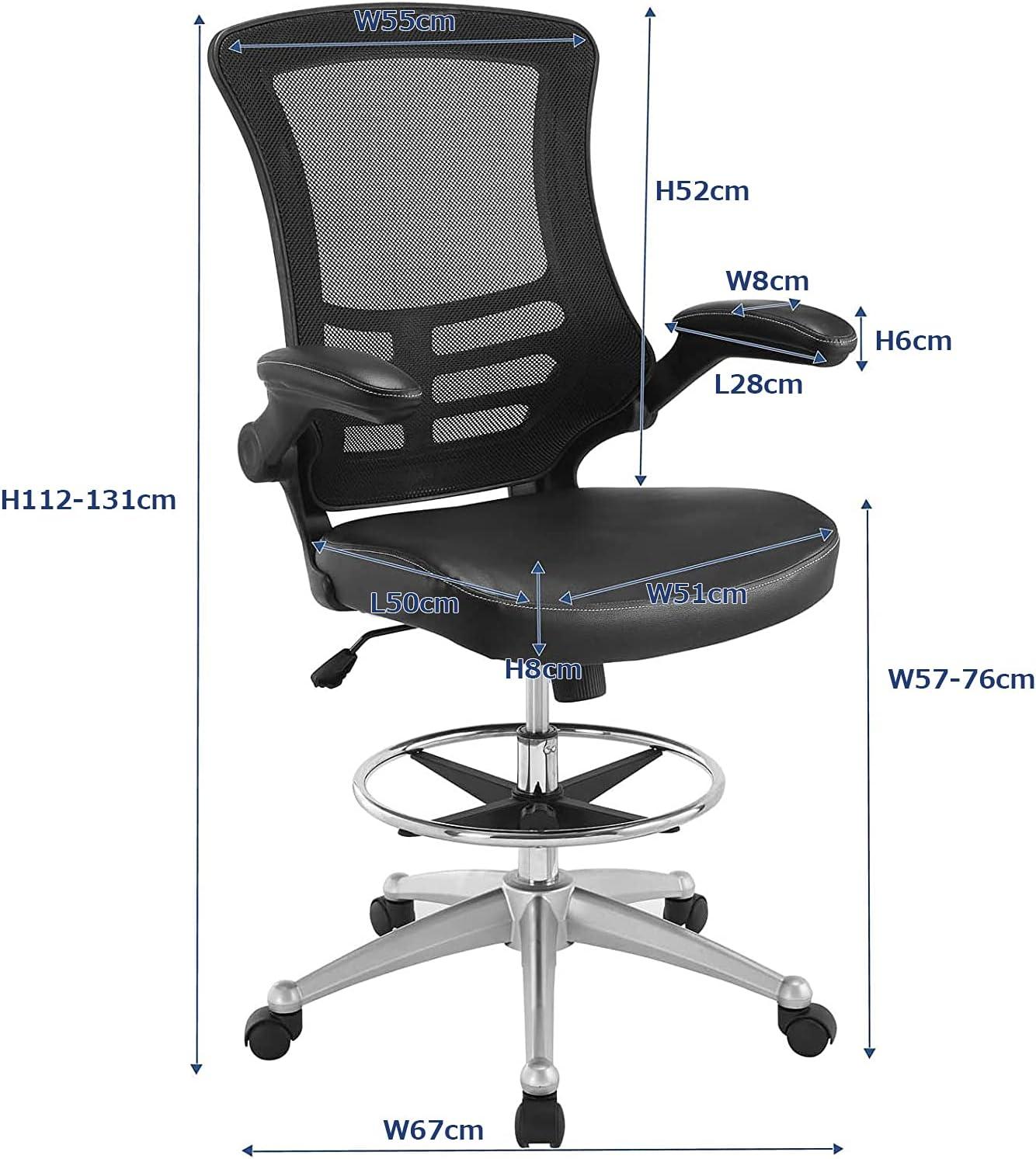 Modway Modway Attainment Vinyl Drafting Chair - Drafting Stool With Flip-Up Arm