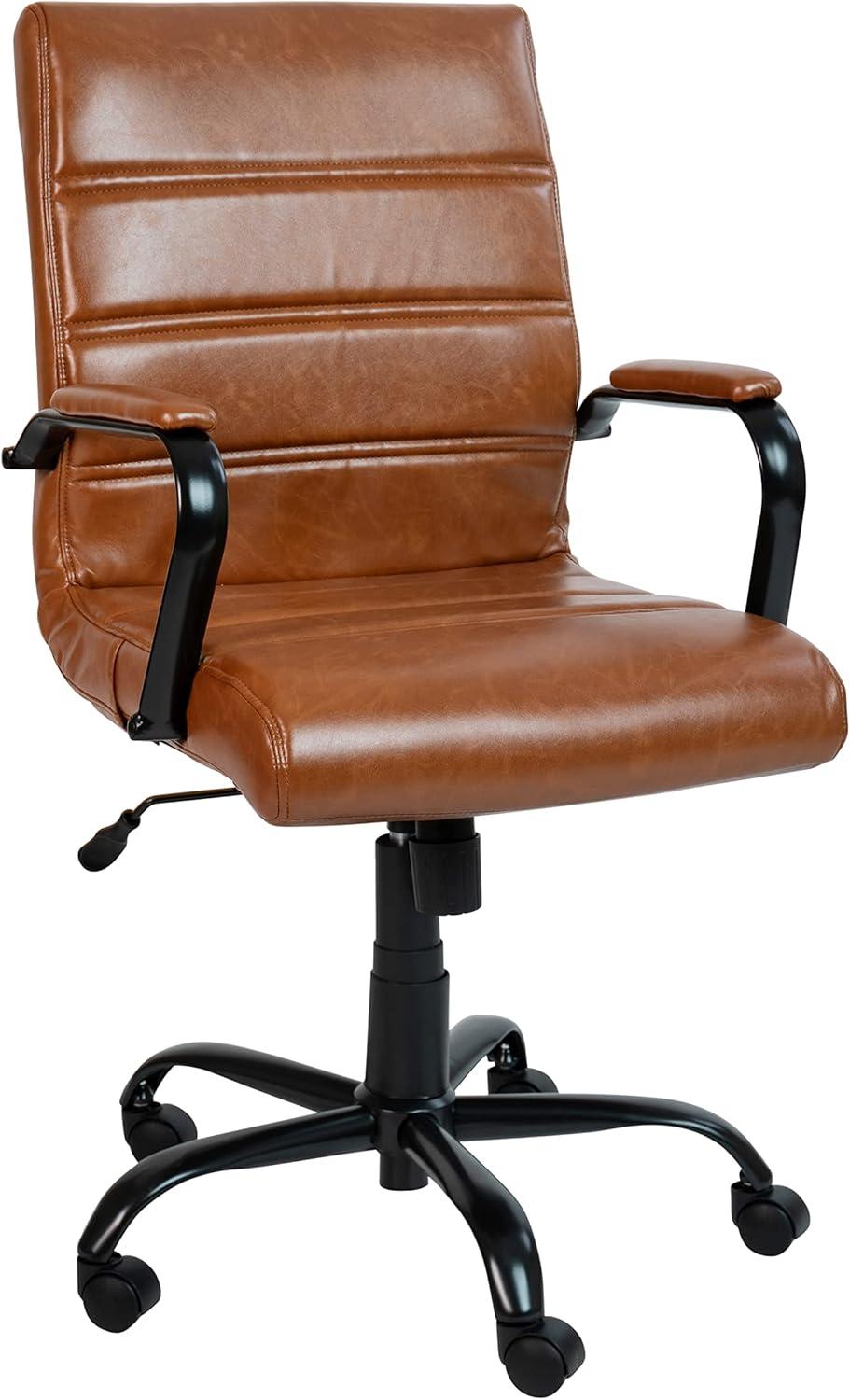 Mid-Back Executive Swivel Office Chair with Metal Frame and Arms