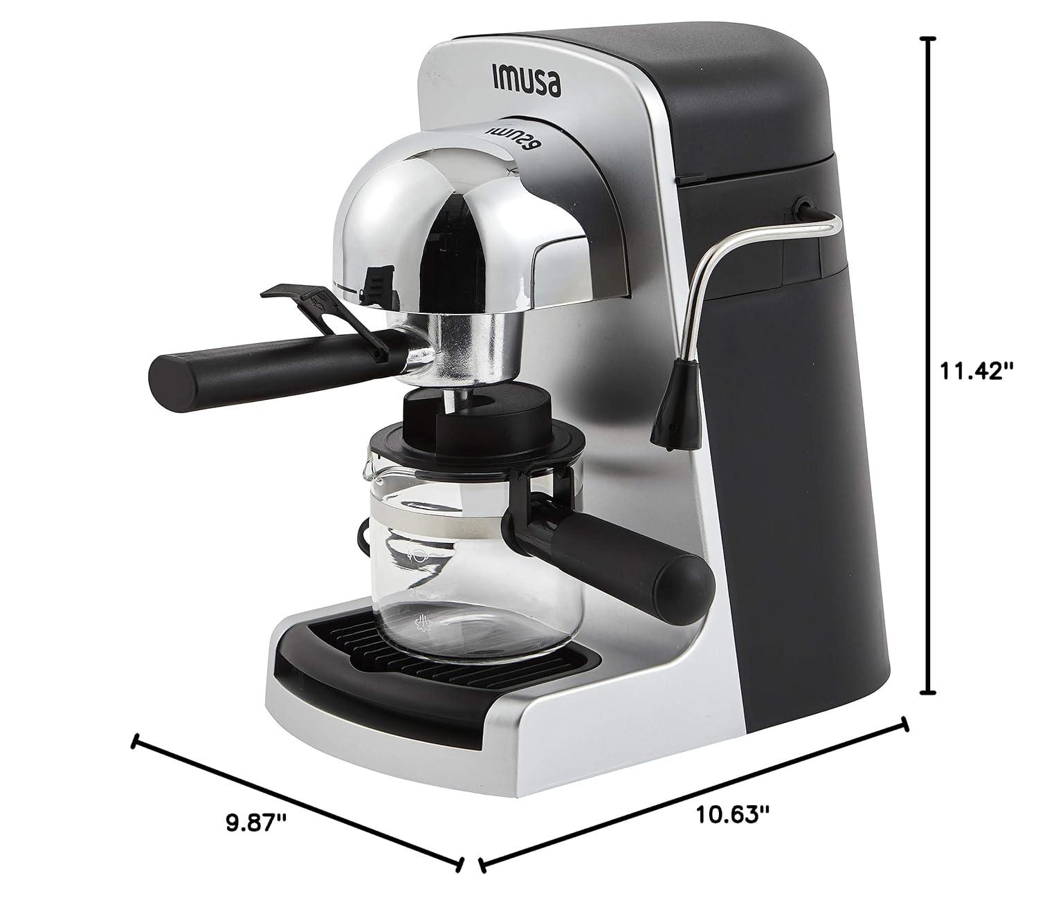 IMUSA GAU-18215 4 Cup Bistro Electric Espresso/Cappuccino Maker with Carafe, Silver