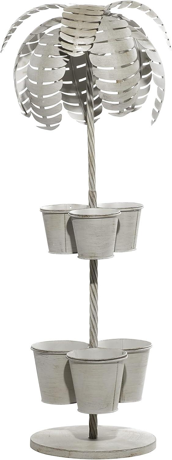 DecMode 17 In. Planter, Metal, Gray