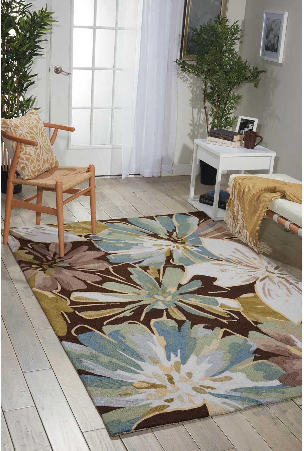 Nourison Fantasy Abstract Floral Chocolate 8' x 10'6" Area Rug, (8' x 11')