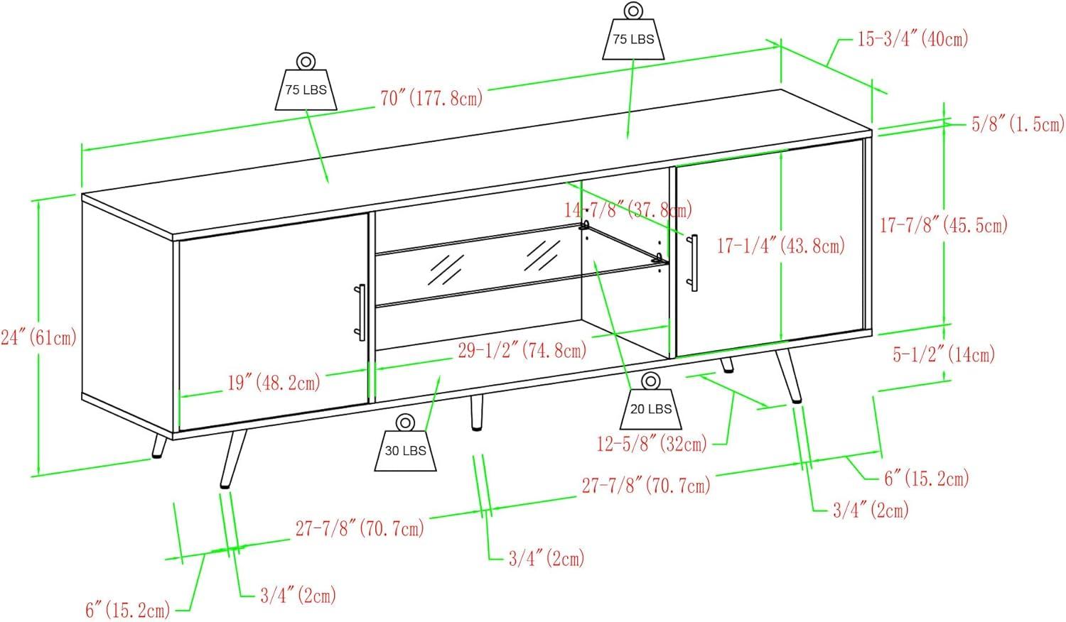 Desert Fields Thea Soporte de TV de Dos Puertas de Mediados de Siglo para Televisores de hasta 80", Grafito