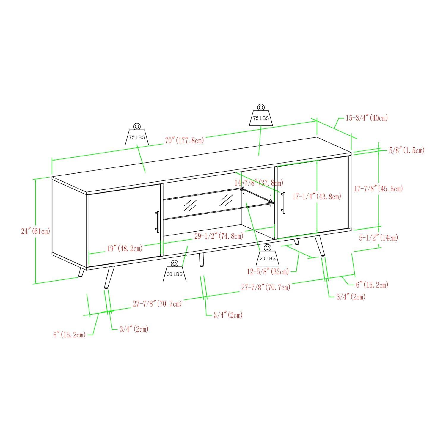Desert Fields Thea Soporte de TV de Dos Puertas de Mediados de Siglo para Televisores de hasta 80", Grafito