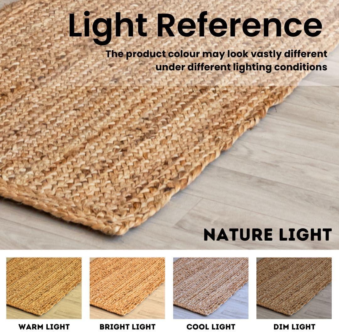 Nuloom 4 Round Rigo Jute Hand Woven Indoor Area Rug, Natural, Solid Farmhouse Design, Natural Fiber Bedroom, Living Room, Kitchen,