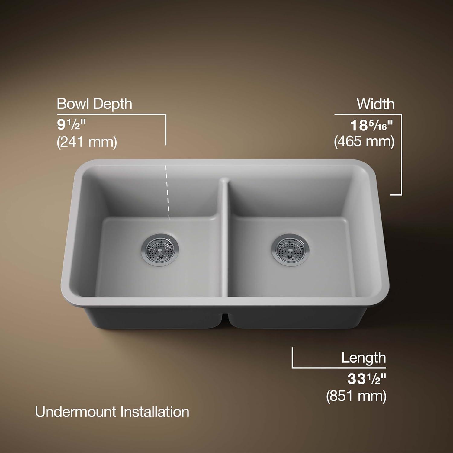 Cairn® 34" L x 18" W Under-Mount Double-Equal Kitchen Sink