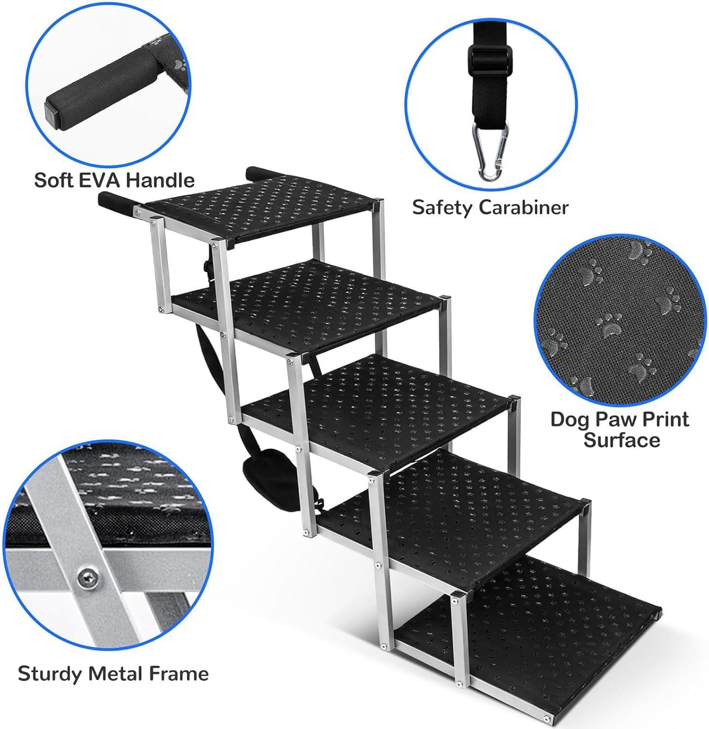 Portable Folding Dog Stairs For Cars, SUV, Trucks, For Large Dogs With Non-Slip Surface, 6 Steps