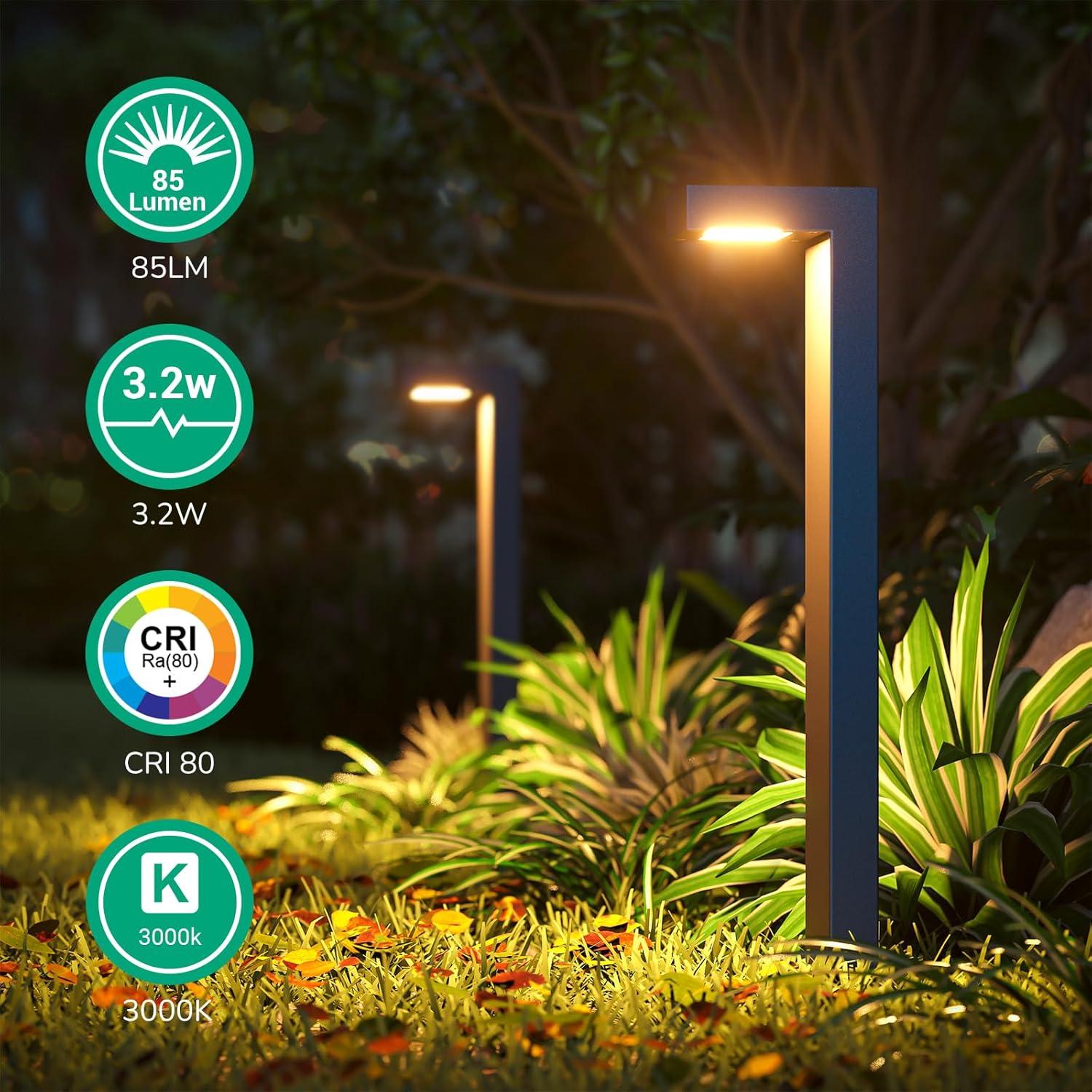 Black Solar Powered Integrated LED Aluminum Pathway Light