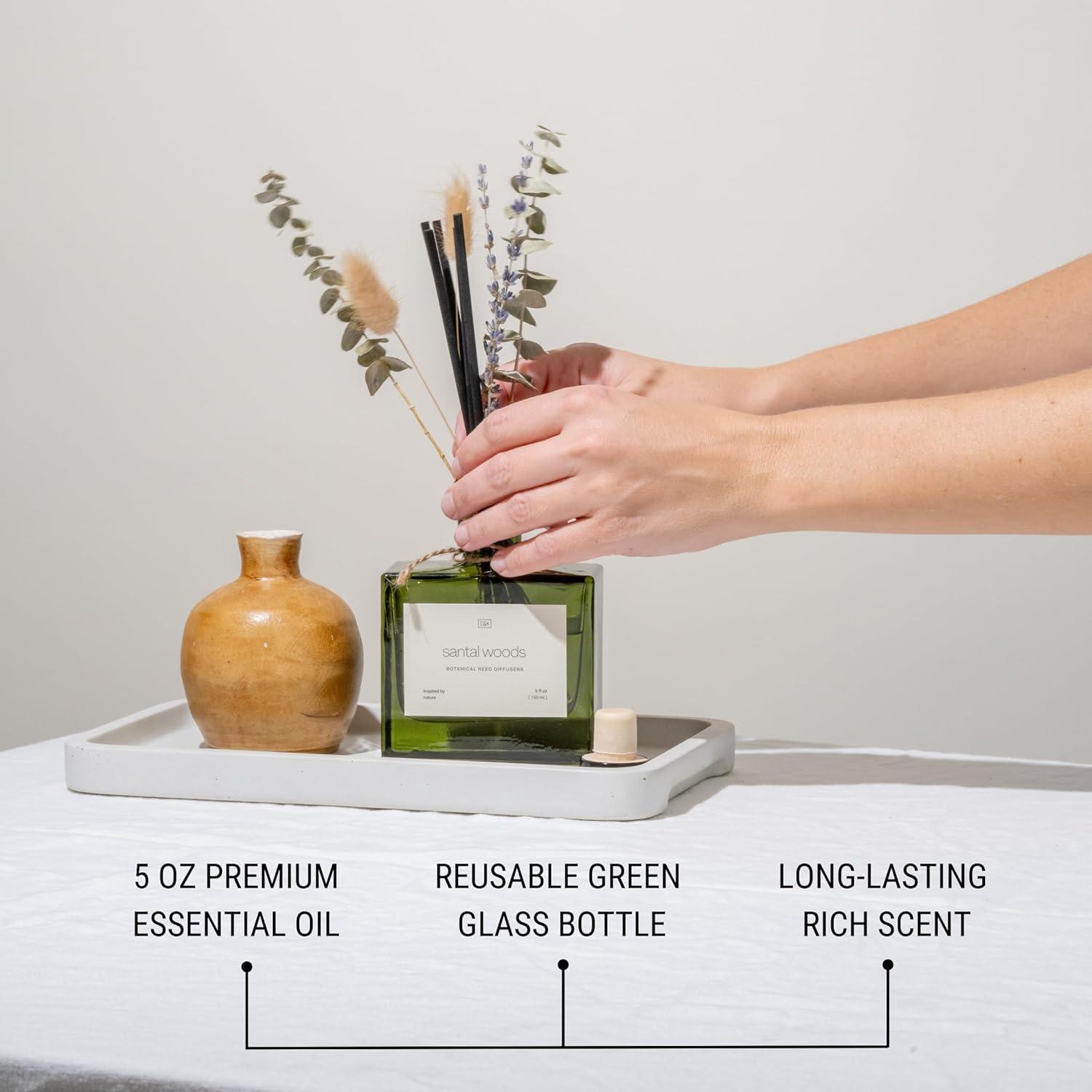 Craft & Kin Reed Diffuser Set With Flower For Home With Eucalyptus & Sicilian Citrus Scent