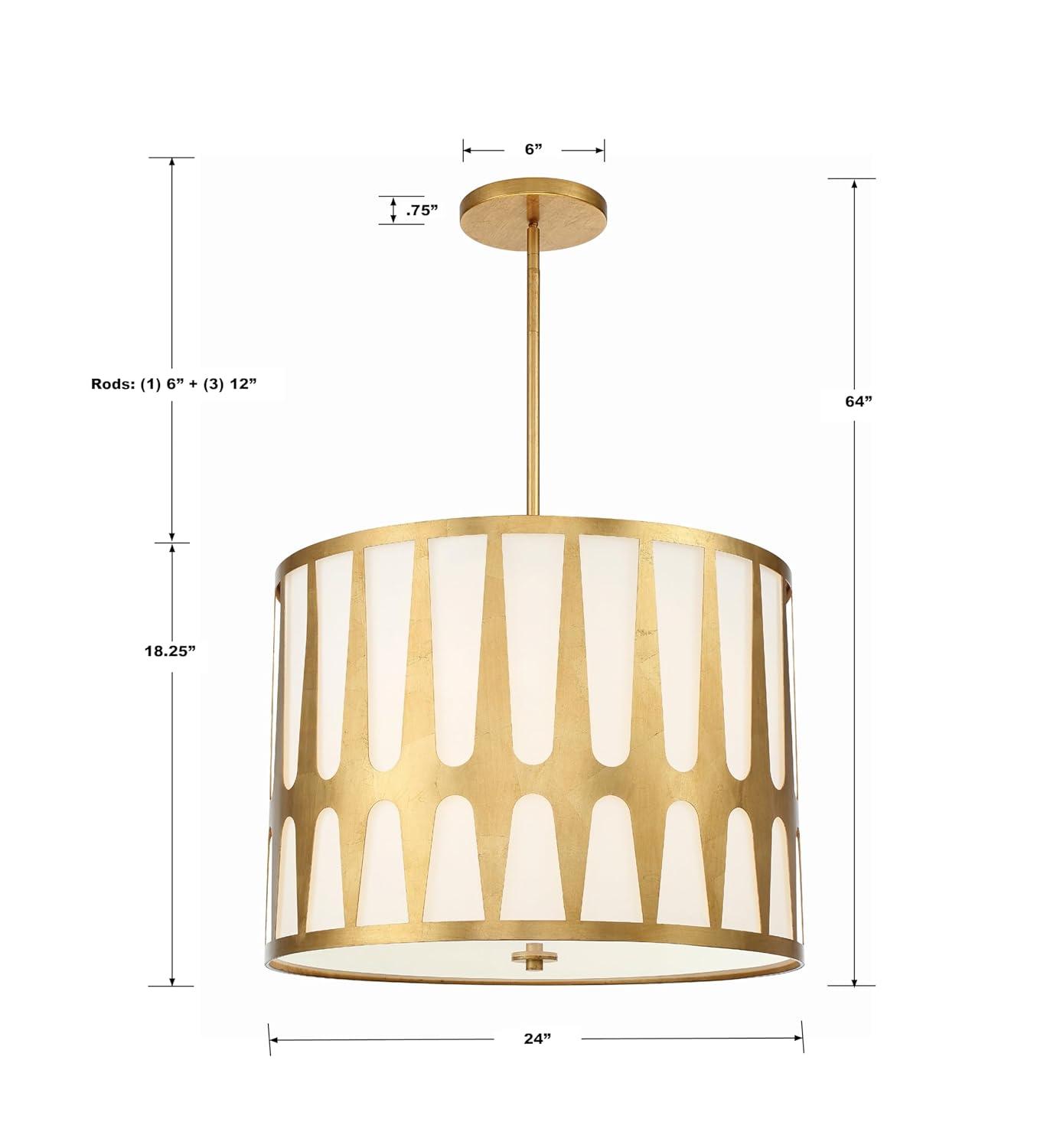 Crystorama Royston 5 Light Antique Gold Pendant - 24'' W x 18.37'' H