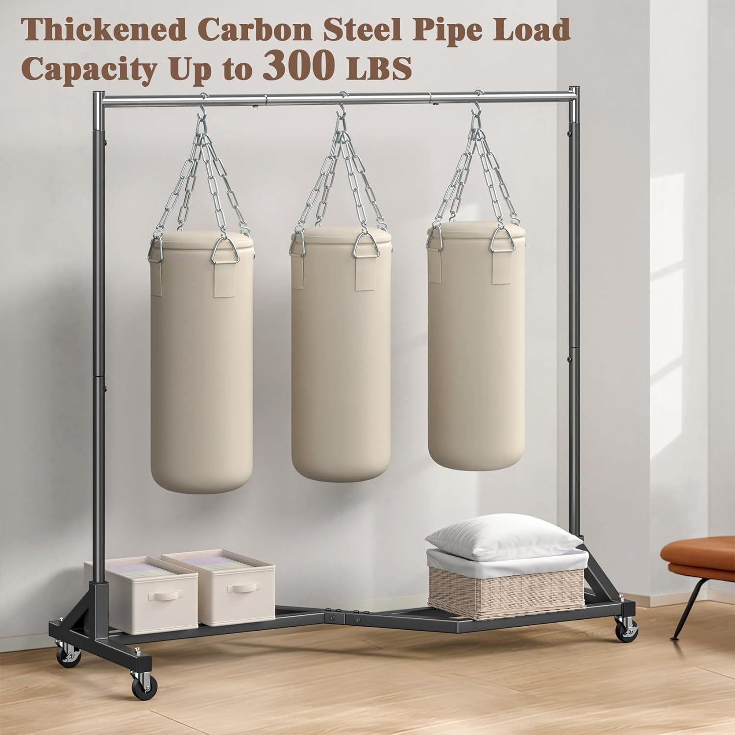 Mr IRONSTONE 400 lbs Heavy Duty Garment Rack, Rolling Clothes Hanger Rack with Wheels, Home Portable Bedroom Closet Clothing Rack, Black