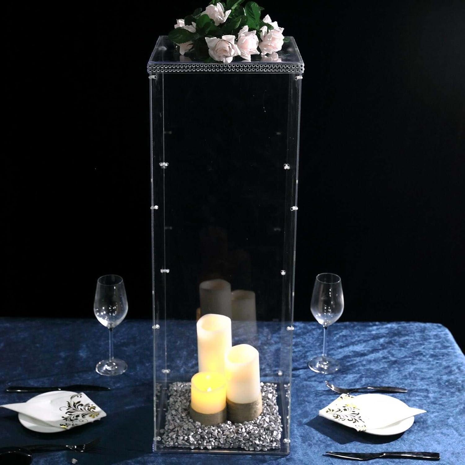 Efavormart 32" Acrylic & Lucite Wedding Decor Ideas Clear Display Box for Centerpieces with Interchangeable Lid and Base