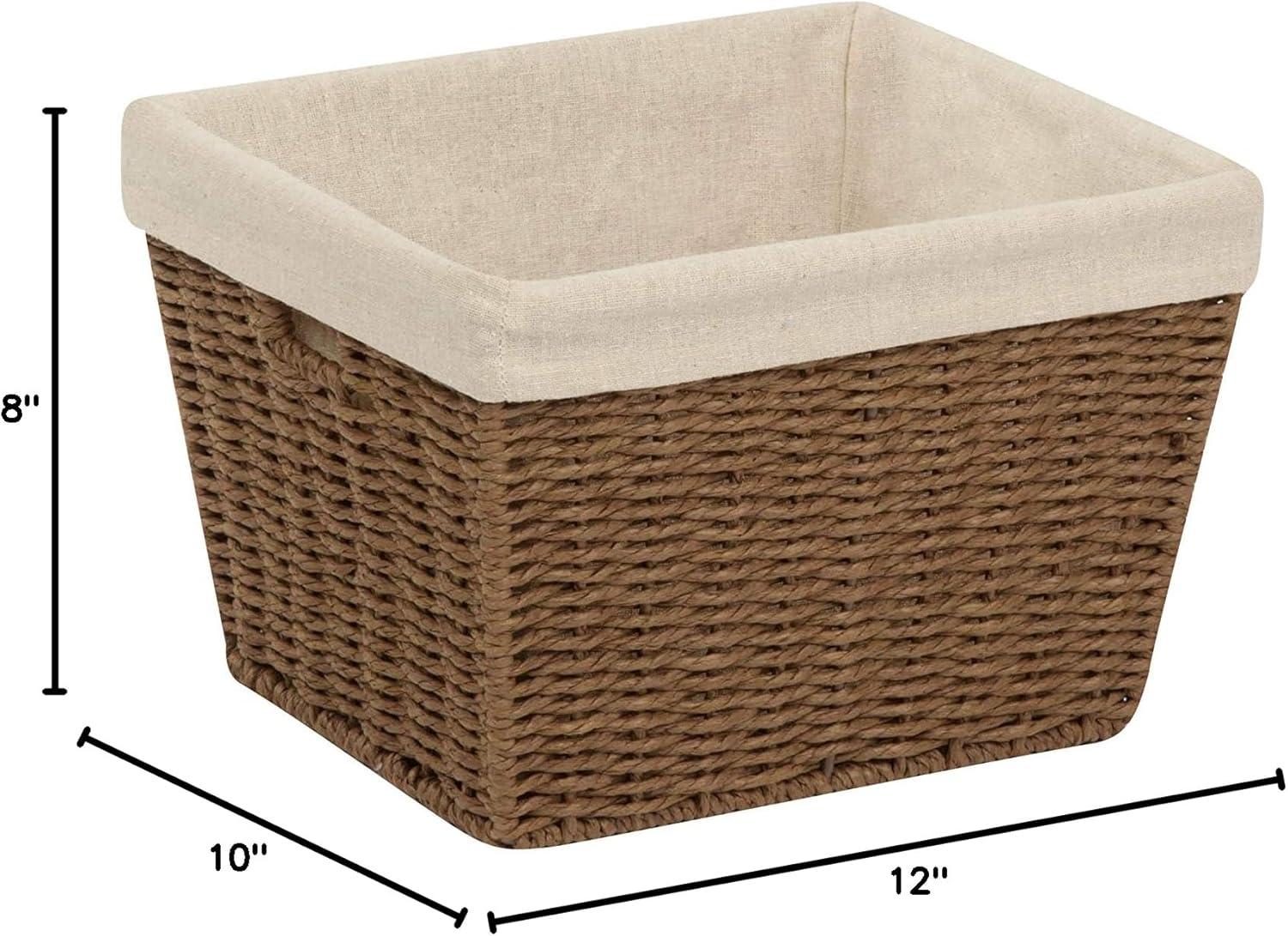 Honey-Can-Do Paper Rope and Steel Storage Basket with Liner, Brown/Natural