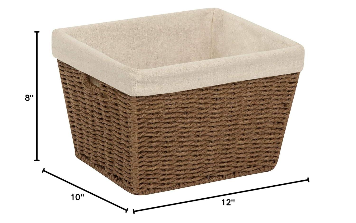 Honey-Can-Do Paper Rope and Steel Storage Basket with Liner, Brown/Natural