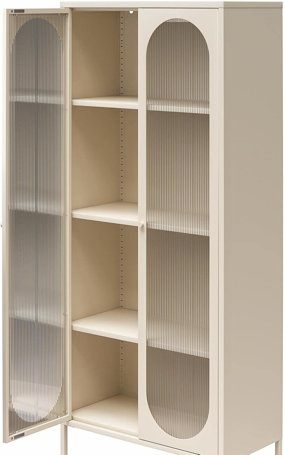 Luna 25.2'' Tall Accent Cabinet with Fluted Glass