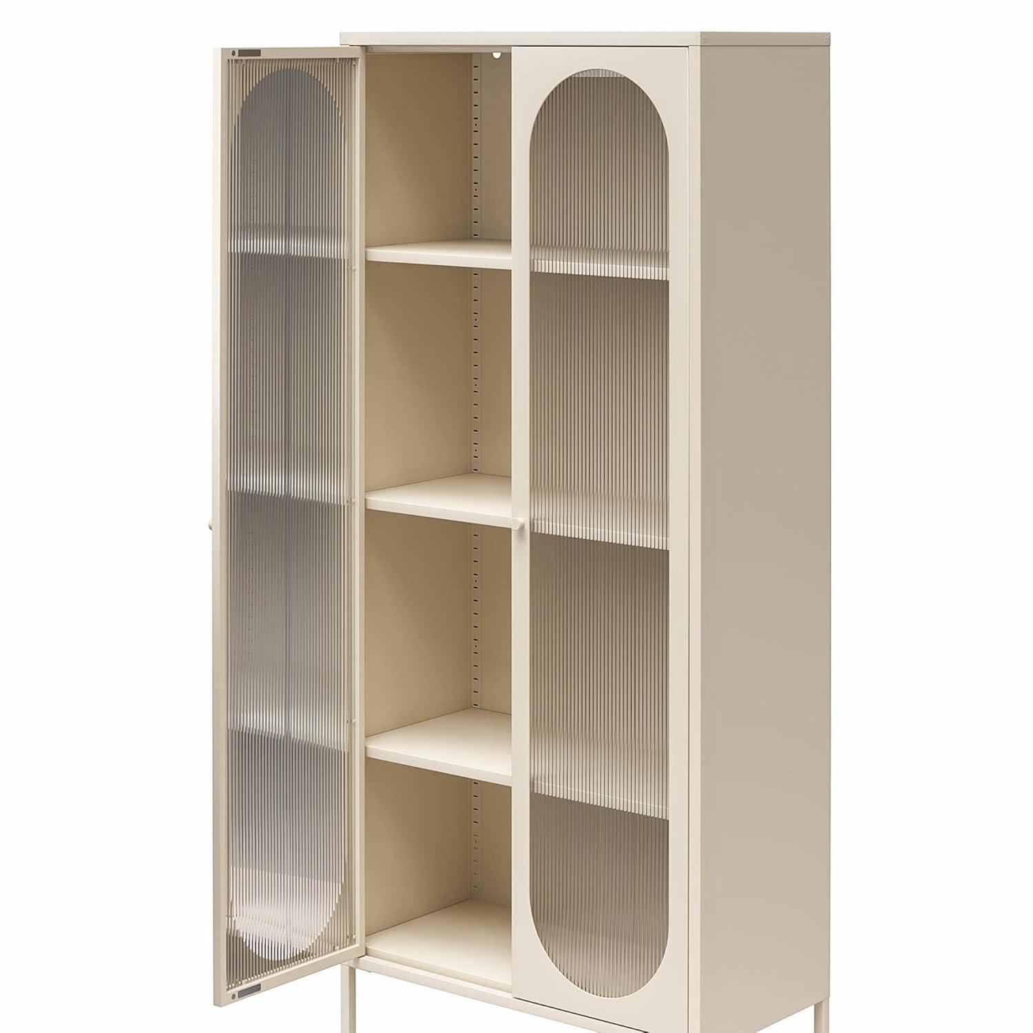 Luna 39.96'' Tall Accent Cabinet with Fluted Glass
