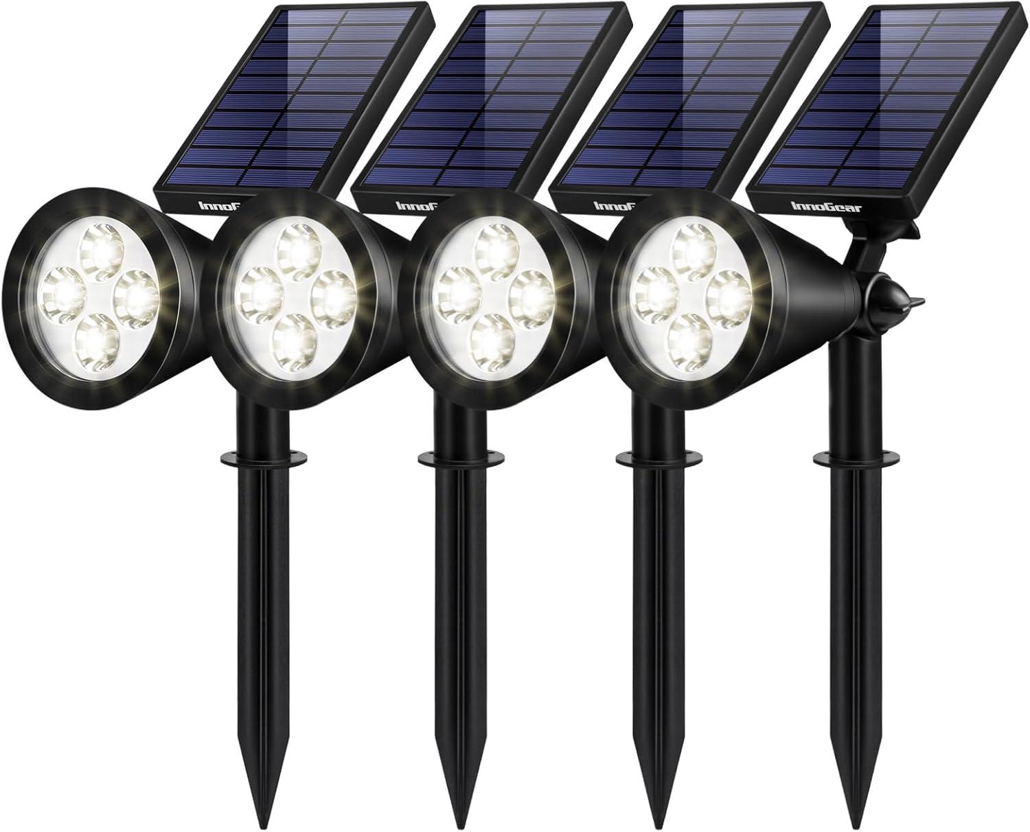 Black Solar Powered LED Outdoor Spotlight Pack of 4