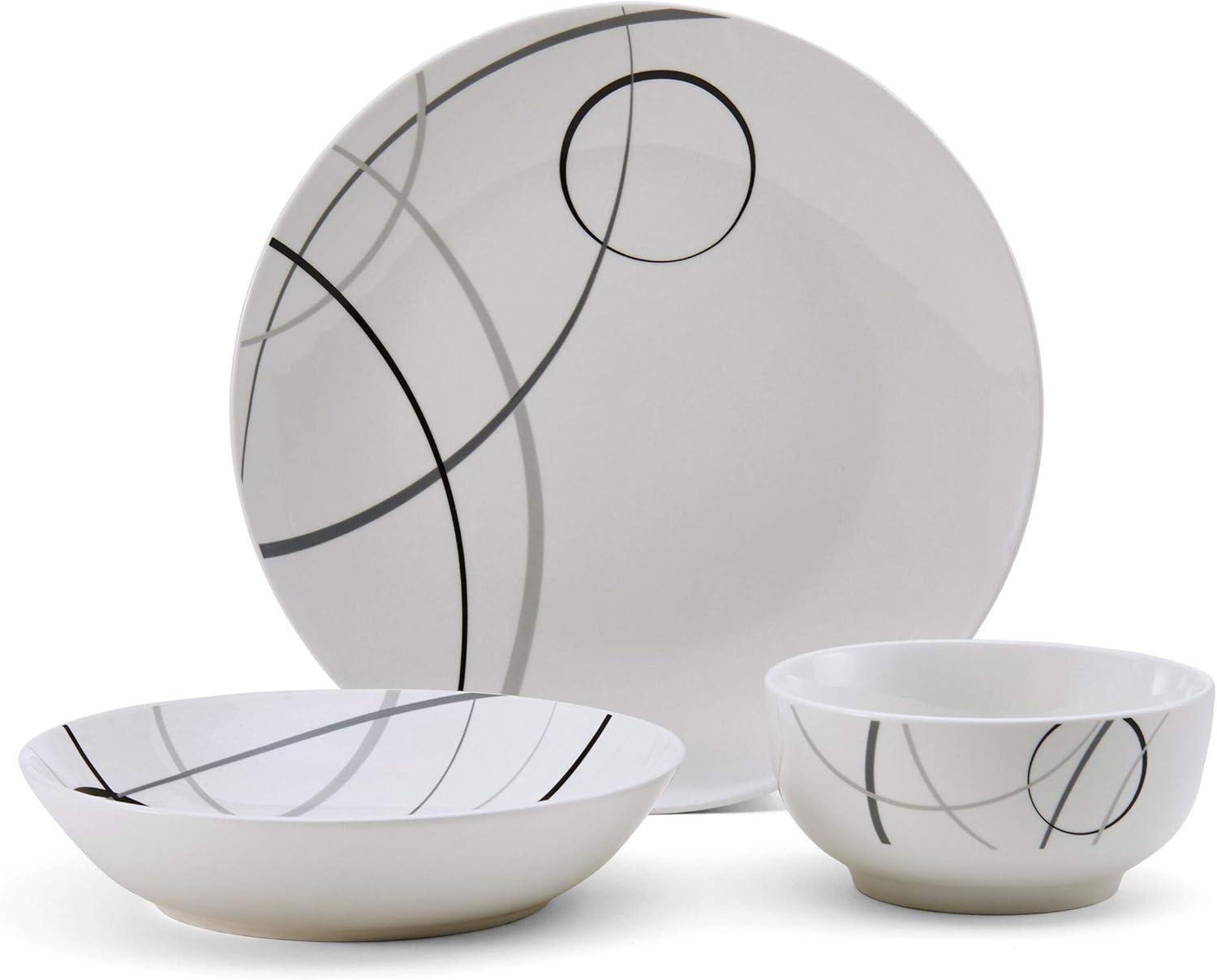 Circles 18-Piece Porcelain Dinnerware Set, Service for 6