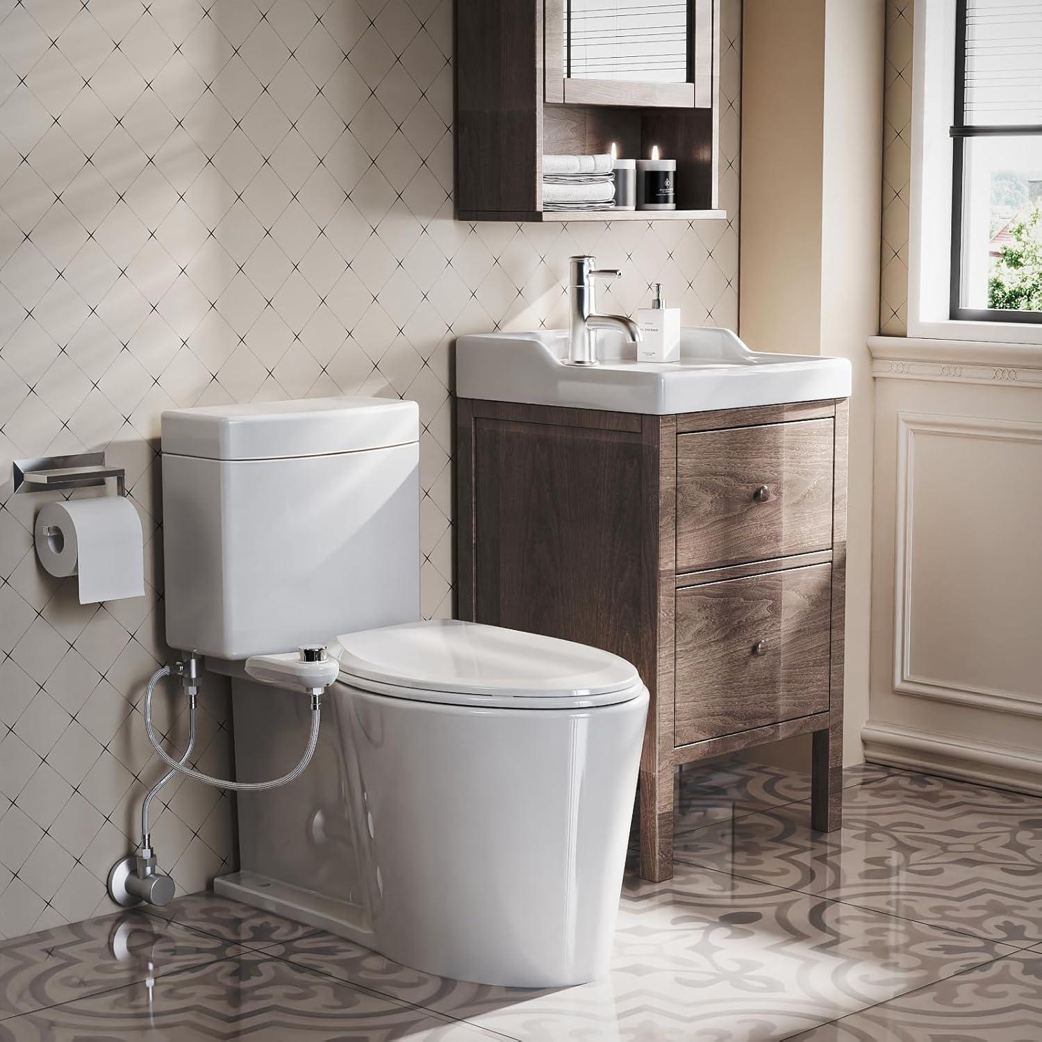 LEIVI Bidet Attachment for Toilet, Ultra-Slim Bidets for Existing Toilets with Dual Nozzle, Hygienic Toilet Bidet, Fresh Cold Water Sprayer, Adjustable Water Pressure