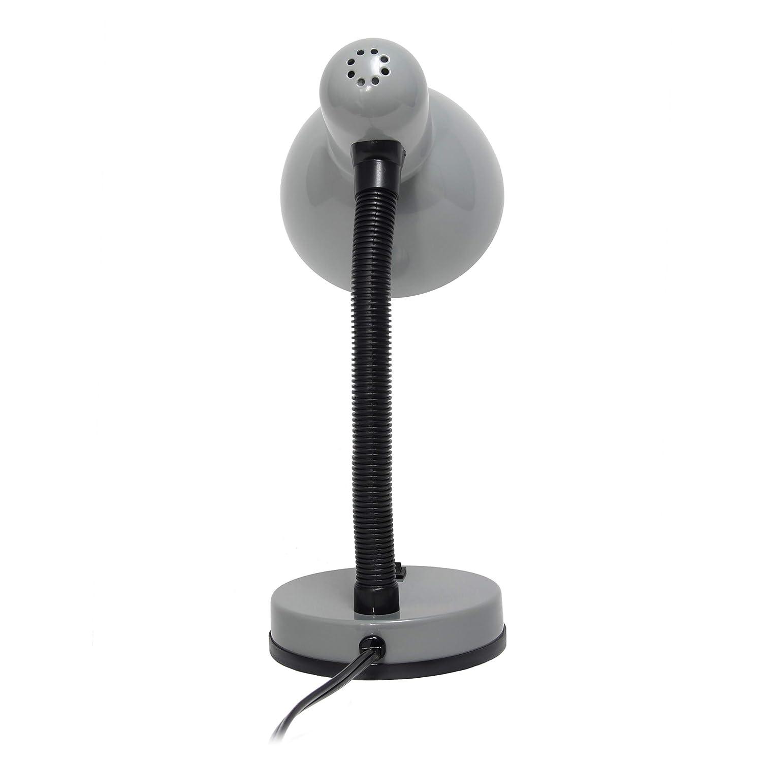 Basic Metal Desk Lamp with Flexible Hose Neck Silver - Simple Designs: ETL Listed, Adjustable, No Assembly Required