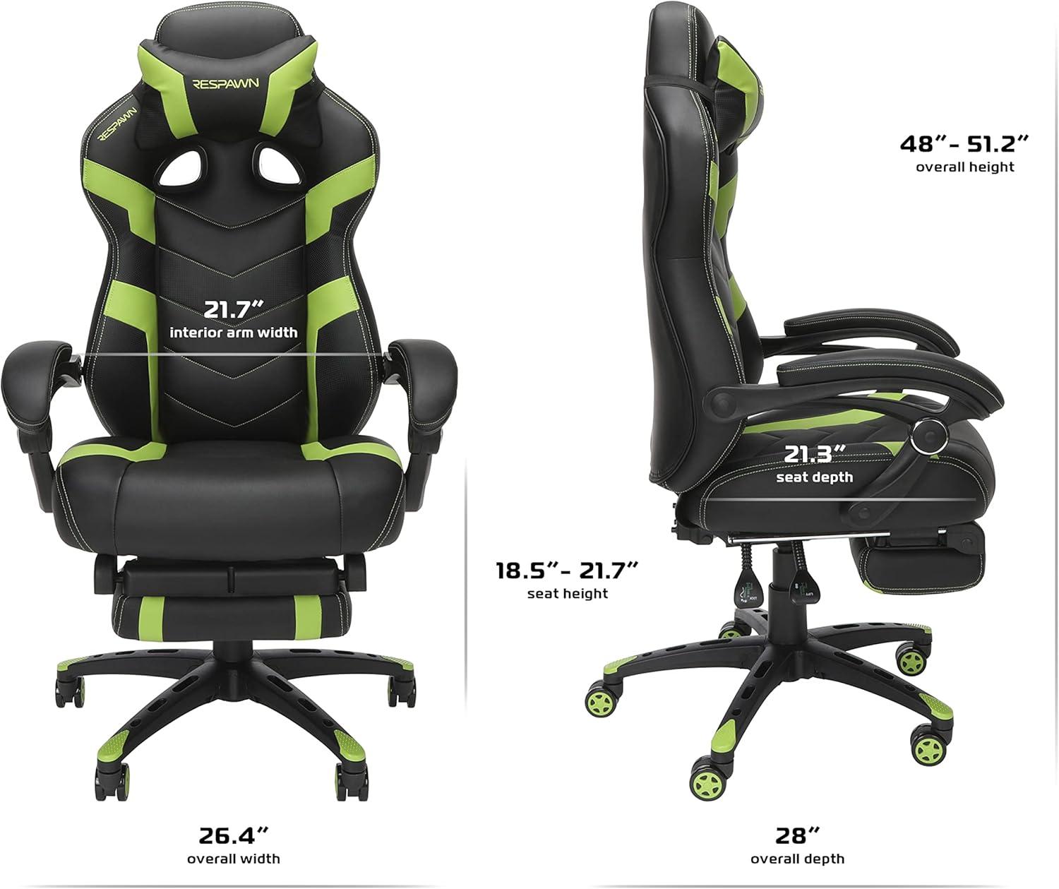 Respawn RESPAWN 110 Pro Gaming Chair - Gaming Chair with Footrest, Reclining Gaming Chair, Video Gaming Computer Desk Chair, Adjustable Desk Chair, Gaming Chairs For Adults With Headrest Pillow