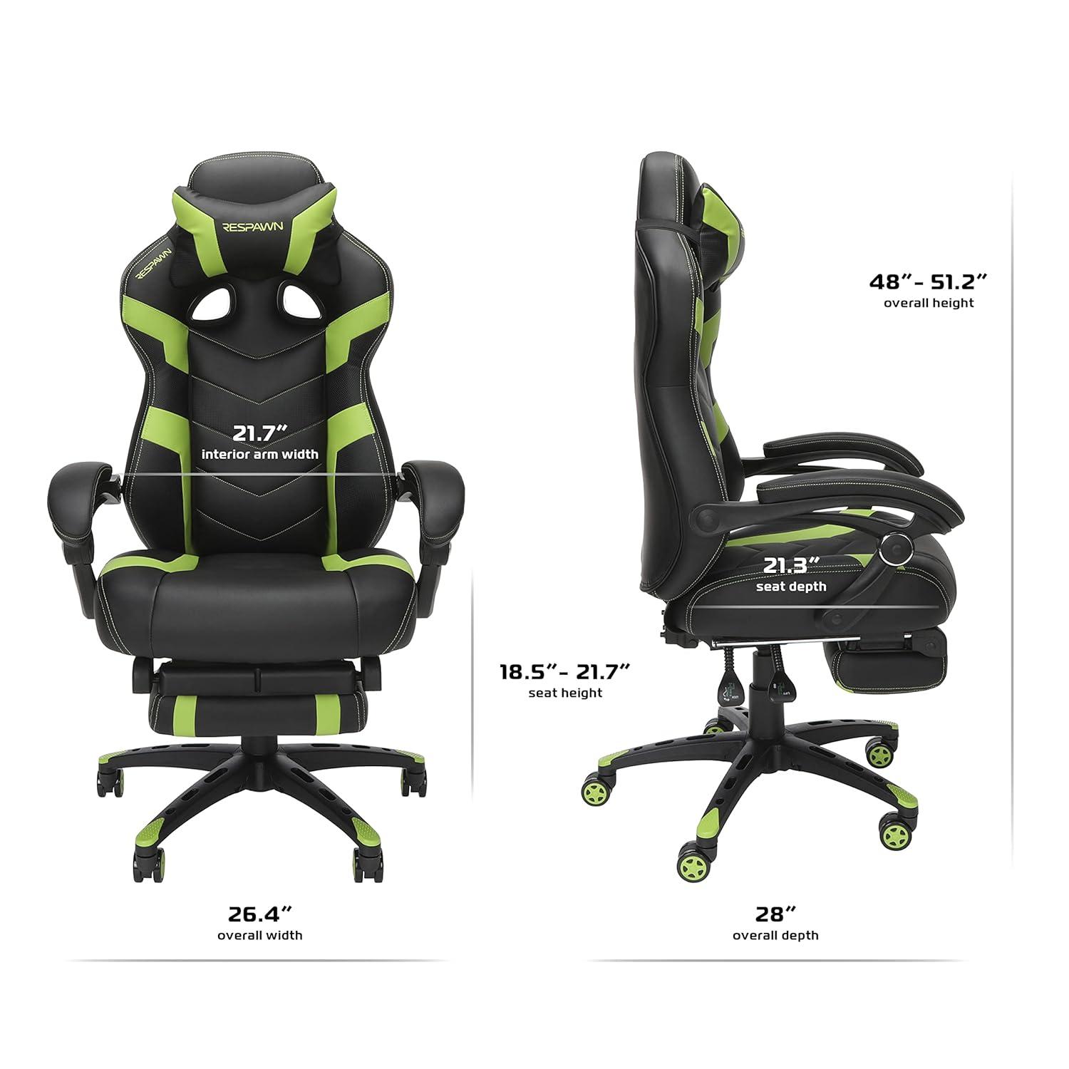 Respawn RESPAWN 110 Pro Gaming Chair - Gaming Chair with Footrest, Reclining Gaming Chair, Video Gaming Computer Desk Chair, Adjustable Desk Chair, Gaming Chairs For Adults With Headrest Pillow