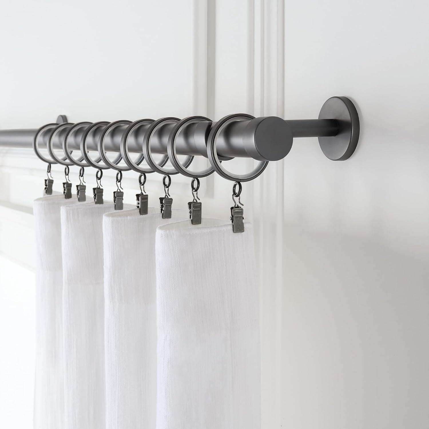 MODE Cambria Designer Series 2 inch Premium Easy Glide Metal Curtain Rings with Smooth, Quiet Nylon Inserts
