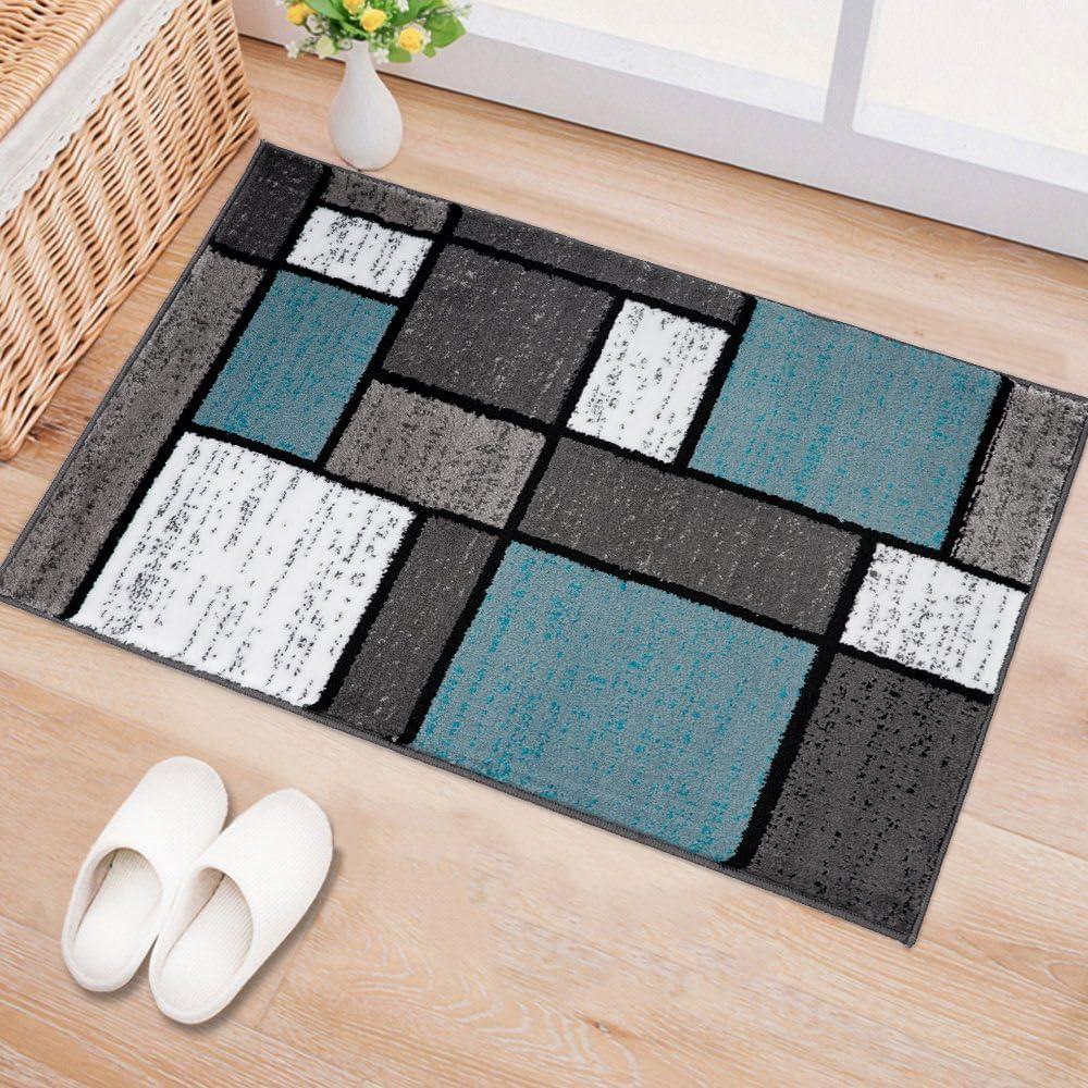 World Rug Gallery Contemporary Modern Boxed Color Block Area Rug