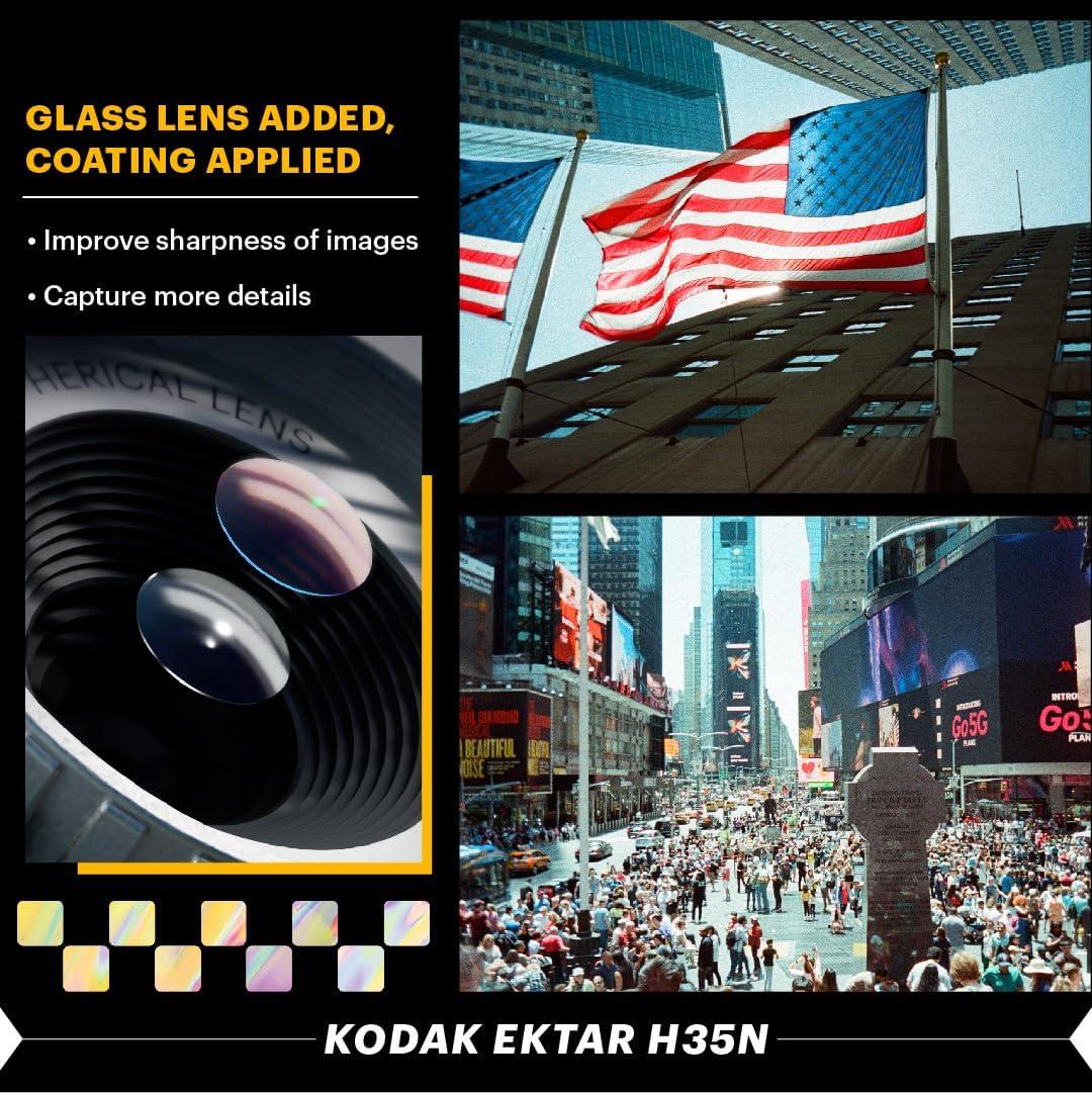 Kodak Reto H35N Tripod Hole Half-Frame Film Camera, with Bulb Function, Optical Lens, Striped Green