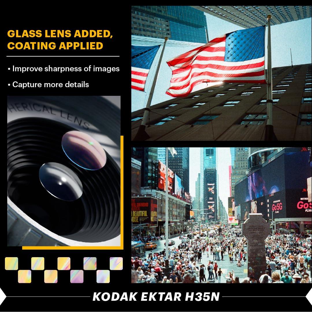 Kodak Reto H35N Tripod Hole Half-Frame Film Camera, with Bulb Function, Optical Lens, Striped Green