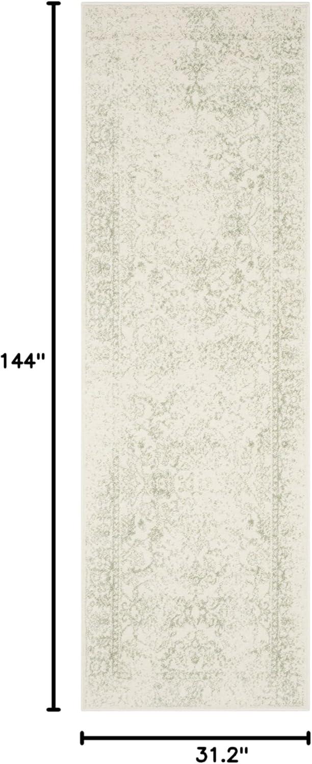 Adirondack ADR109 Machine Made Indoor Runner - Ivory/Sage - 2'6"x12' - Safavieh