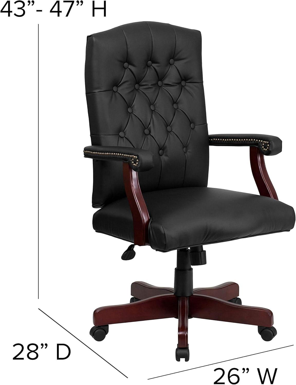 Flash Furniture Martha Washington Black LeatherSoft Executive Swivel Office Chair with Arms