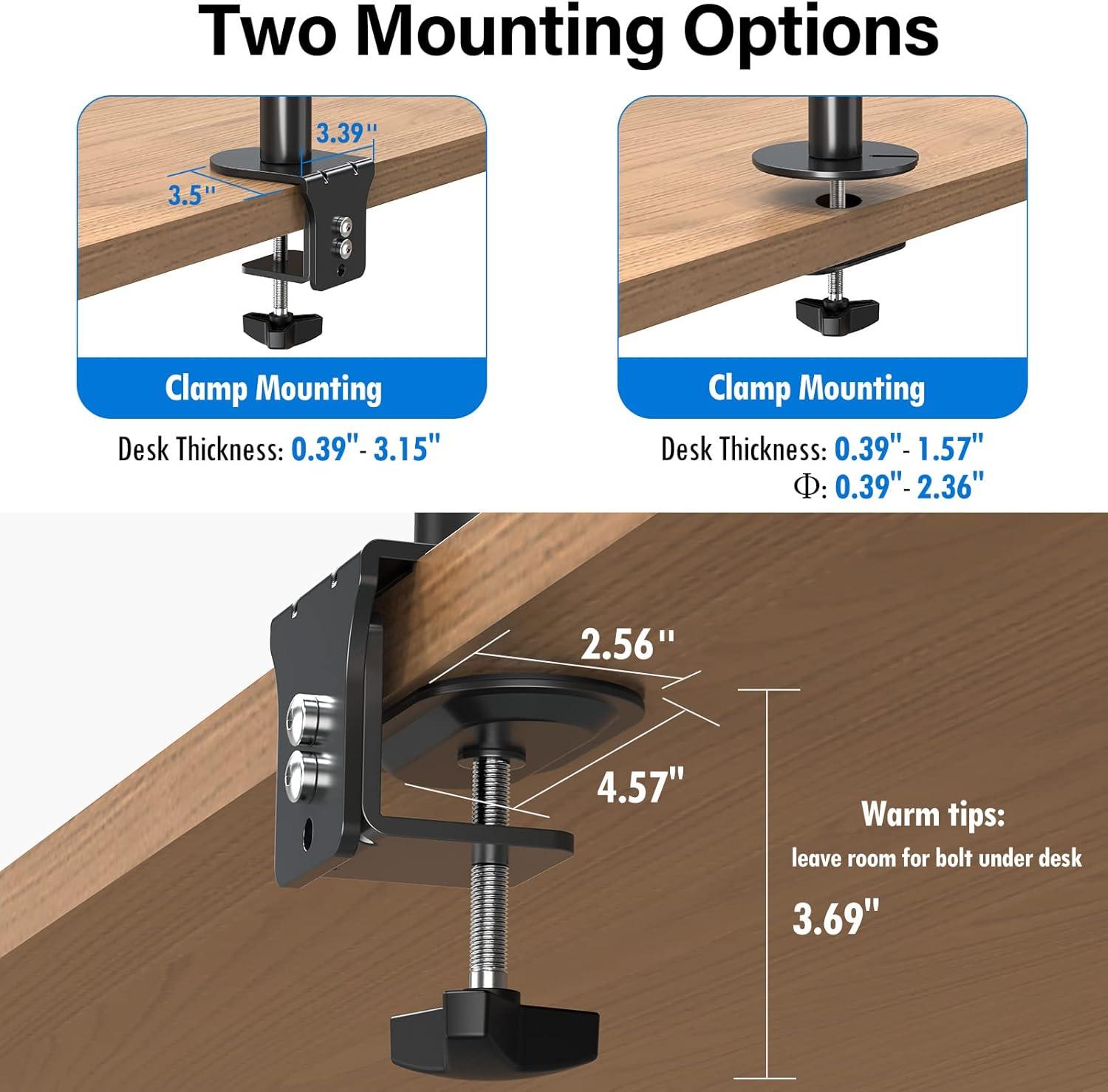 Black Quad Monitor Desk Mount for 13 to 32 Inch Screens