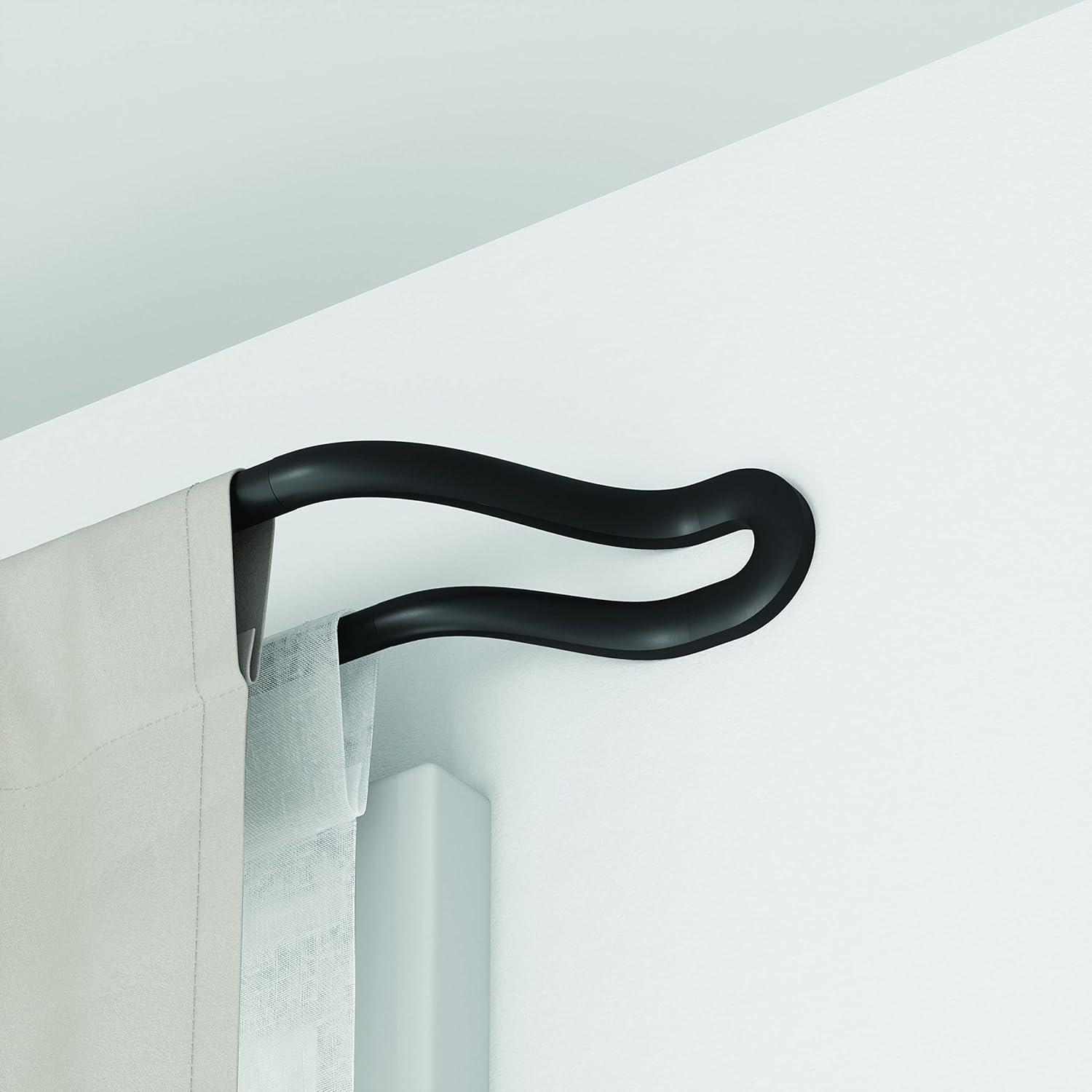 Matte Black Adjustable Double Curtain Rod 42-120"