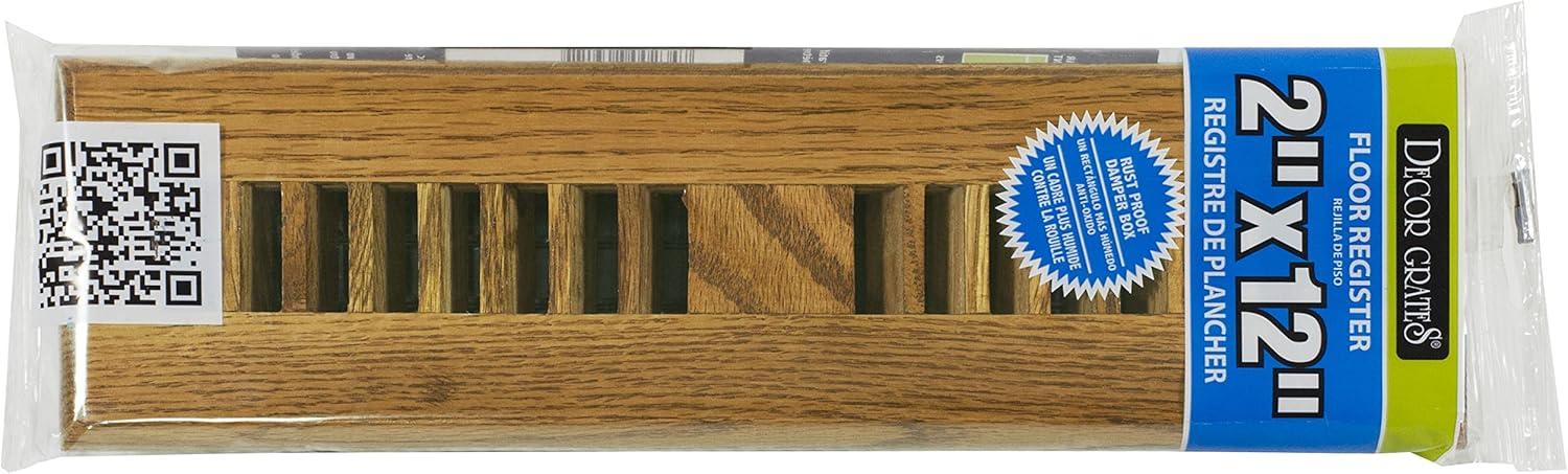 Decor Grates WL212-M 2-Inch by 12-Inch Wood Louver Floor Register, Medium Oak