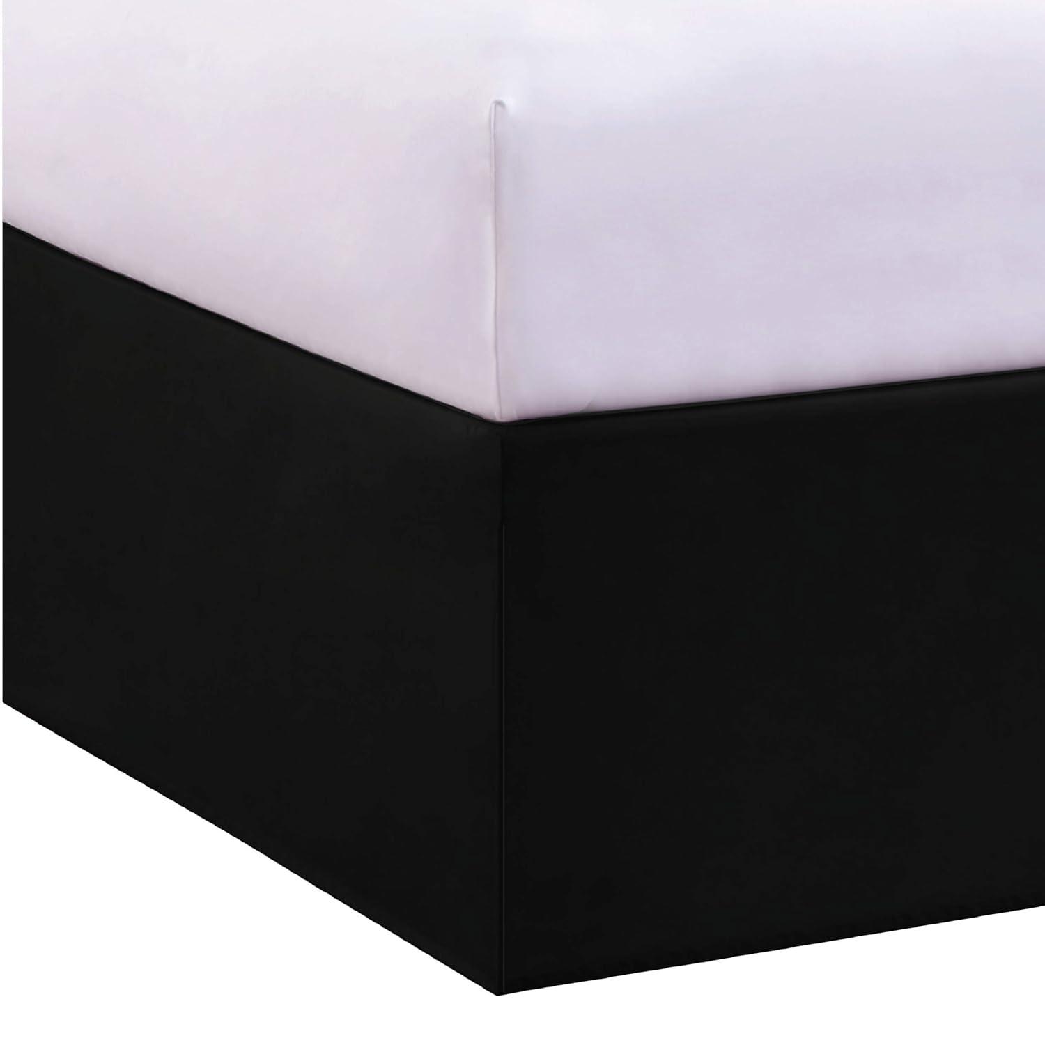 Bed Maker's Wrap-Around Hassle Free, Never Lift Your Mattress Tailored Bed Skirt, 14" Drop Length, King, Black