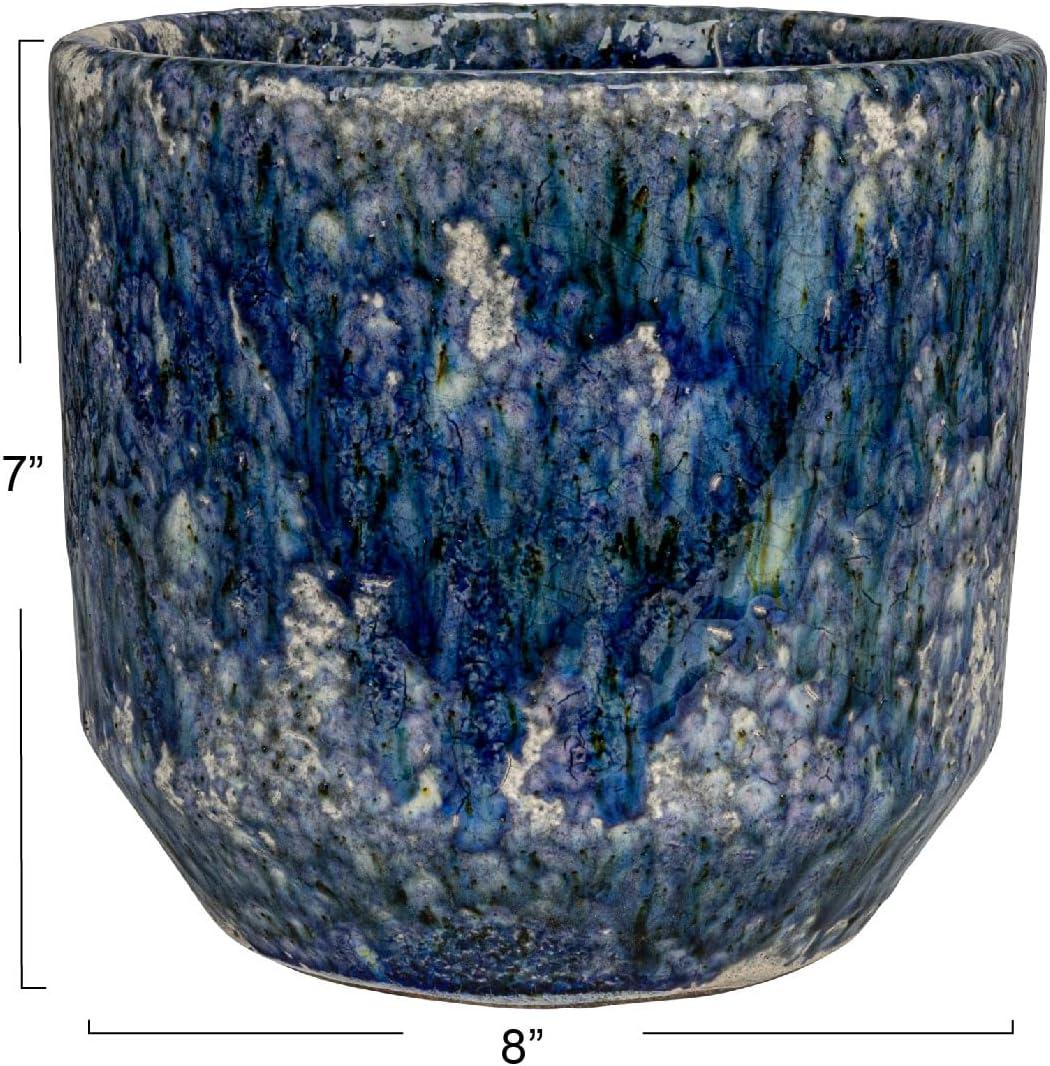 Bloomingville Large Decorative Terra-cotta Planter with Crackle Glaze, Blue