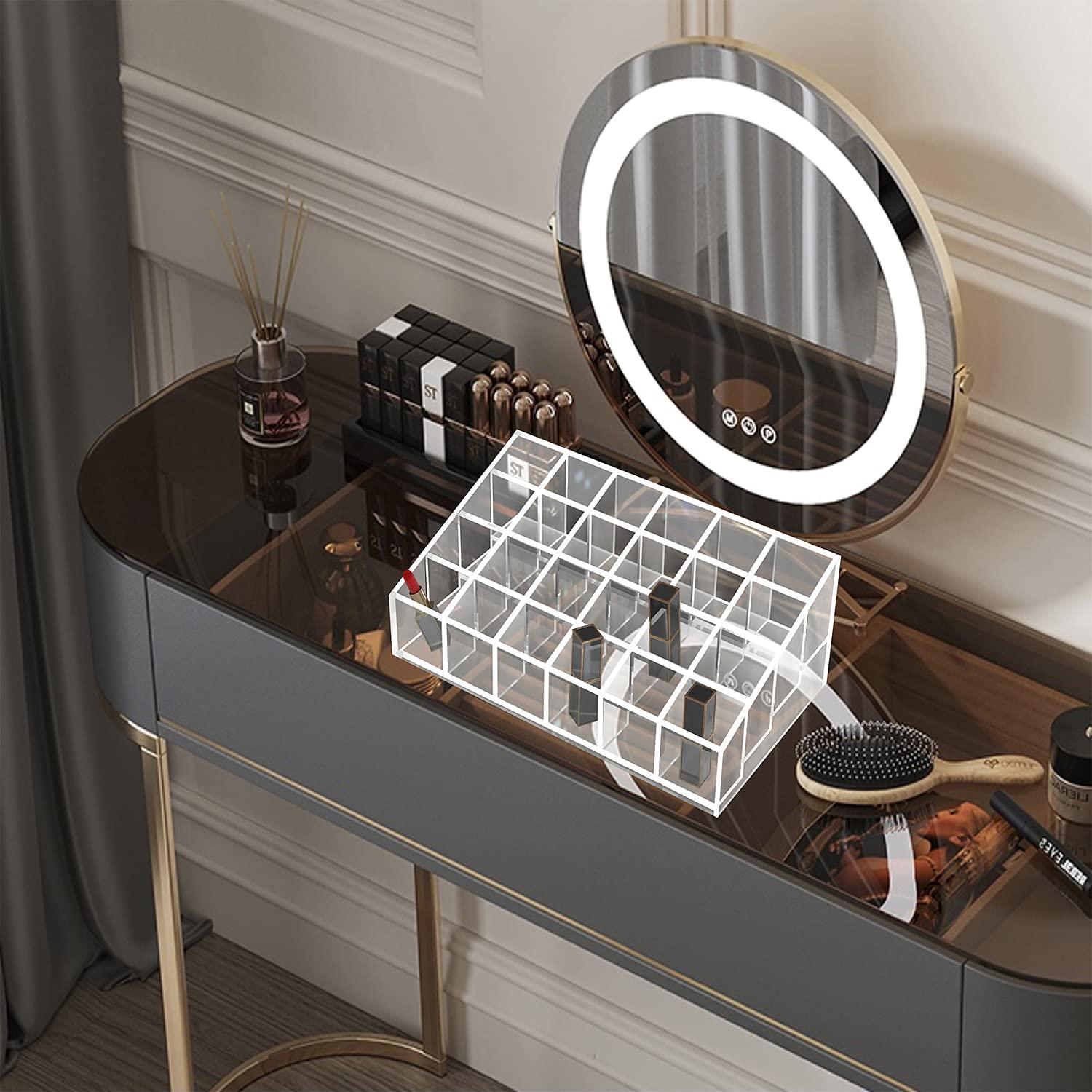 XINGLIAN 24 Slot Clear Lipstick Holder - Lipstick Organizer for Bottles