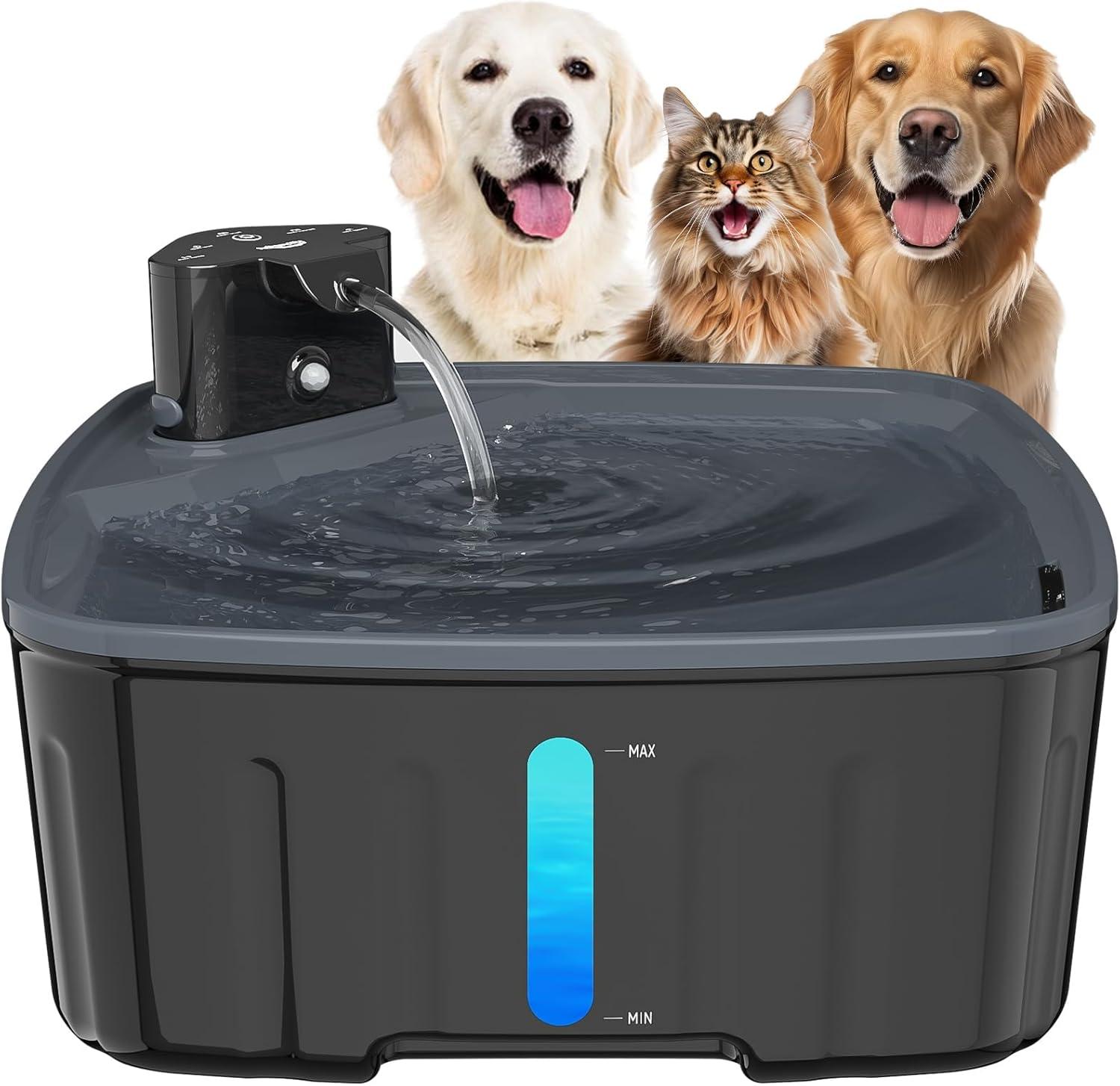 Dog Water Fountain for Large Dogs, 2.1GAL/8L/270oz Large Dog Water Fountain for Dogs Inside w/Water Level Window and LED Shortage Reminder, Ultra-Quiet Pump Dog Fountain for Multiple Pets