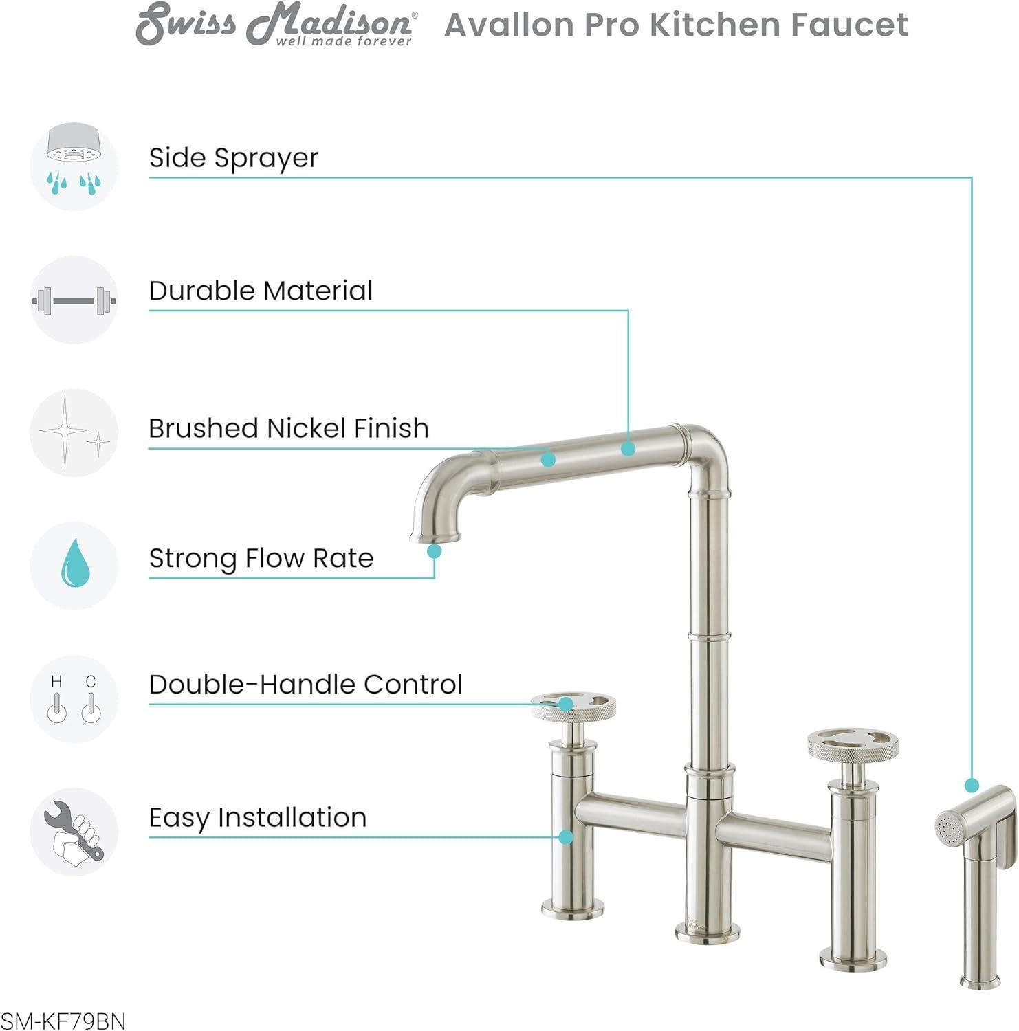 Avallon Pro Widespread Kitchen Faucet with Side Sprayer