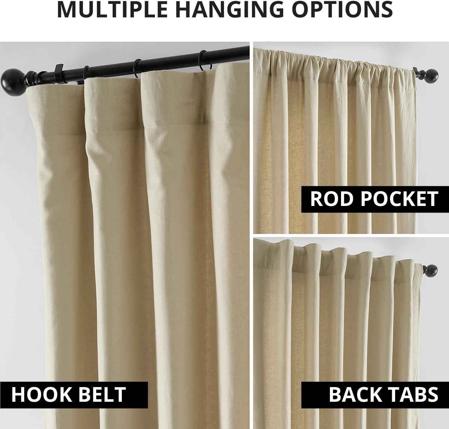 HPD HALF PRICE DRAPES French Linen Curtains 108 Inches Long Room Darkening Curtains for Bedroom & Living Room 50 X 108, (1 Panel), Walnut Beige