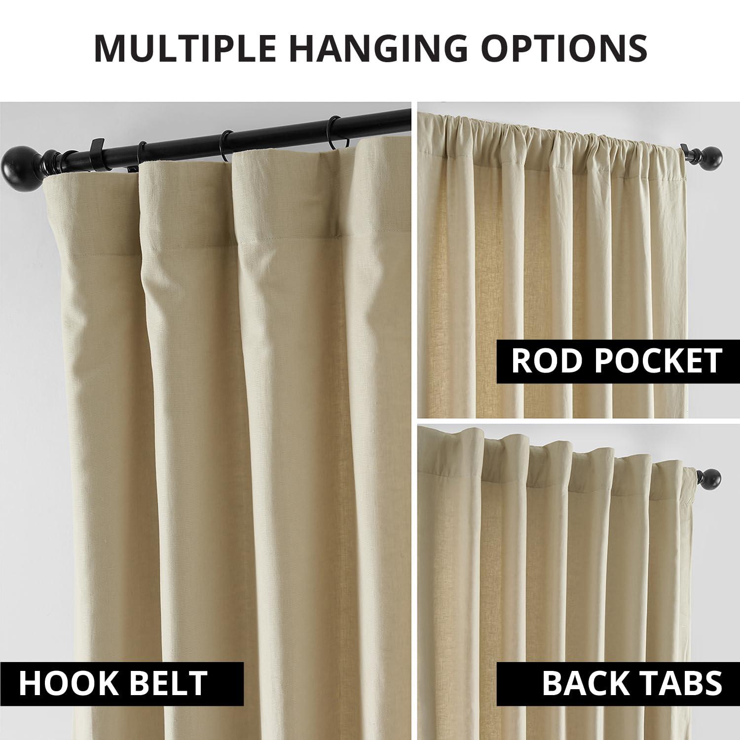 HPD HALF PRICE DRAPES French Linen Curtains 120 Inches Long Room Darkening Curtains for Bedroom & Living Room 50 X 120, (1 Panel), Walnut Beige