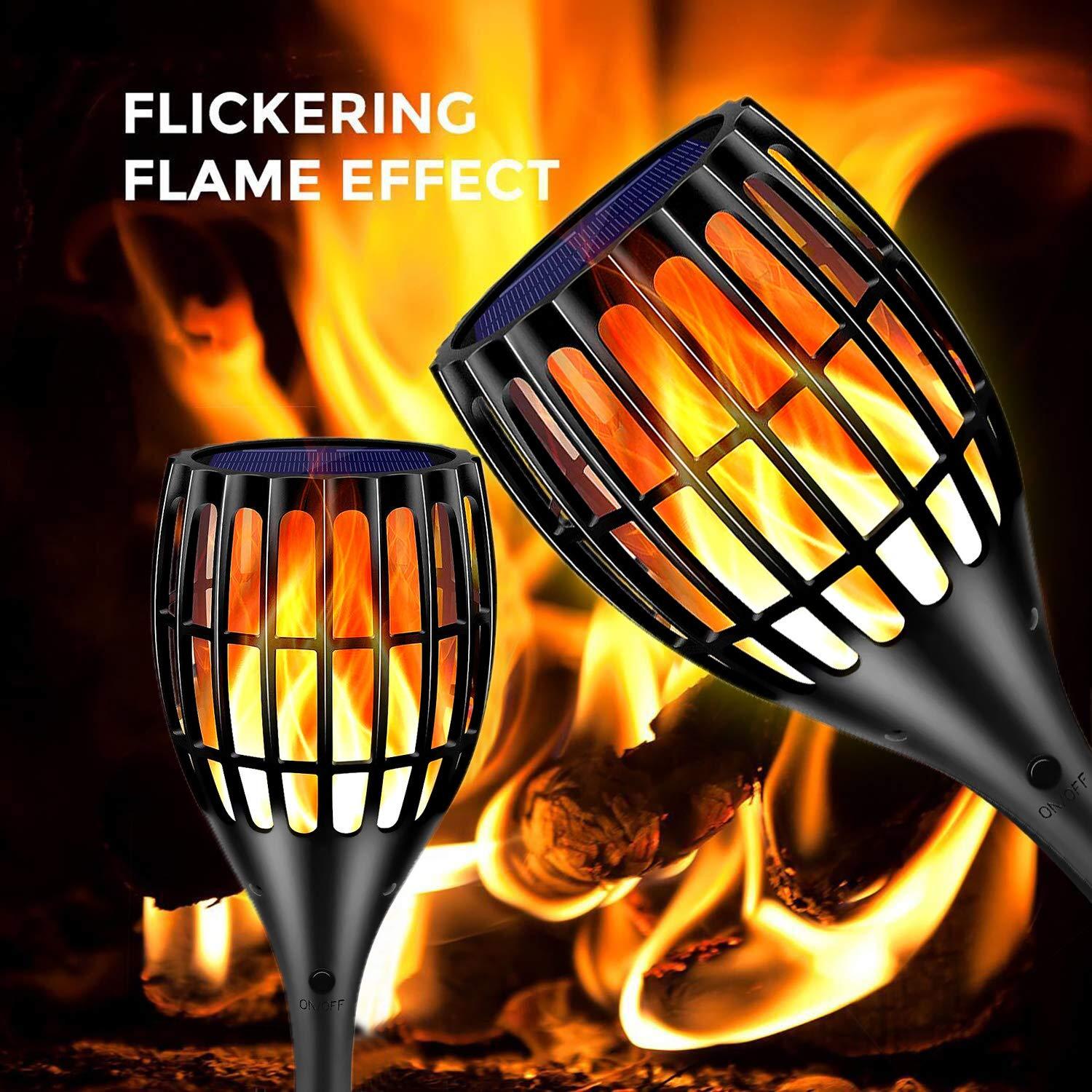 Solar Lights Outdoor, 43" Flickering Flames Torch Light Solar Garden Lights Waterproof Landscape Lighting Dusk to Dawn Auto On/Off Security Torch Light for Yard Patio Driveway, 4Pack