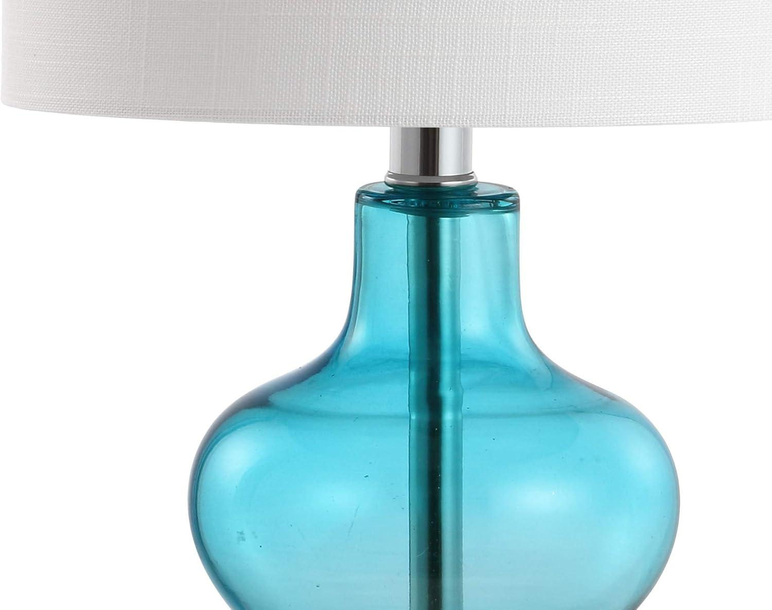 Mer 20.5" Glass/Metal LED Table Lamp, Aqua