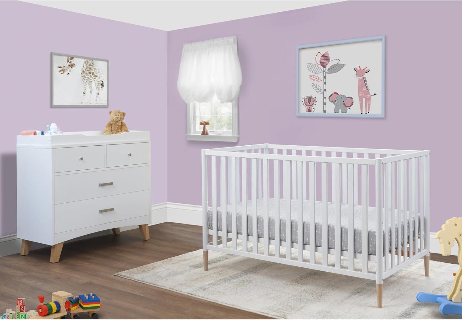 White & Natural 3-in-1 Convertible Crib with Removable Feet