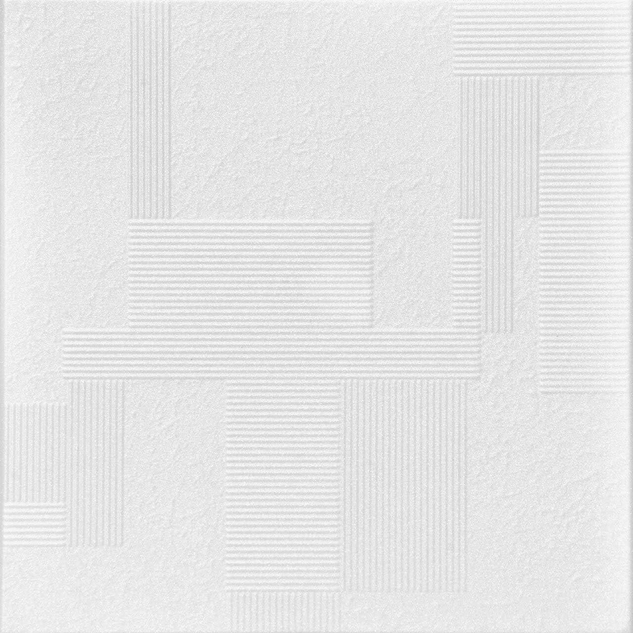 Plain White Textured Polystyrene Ceiling Tiles, 1.6 ft x 1.6 ft, Pack of 96