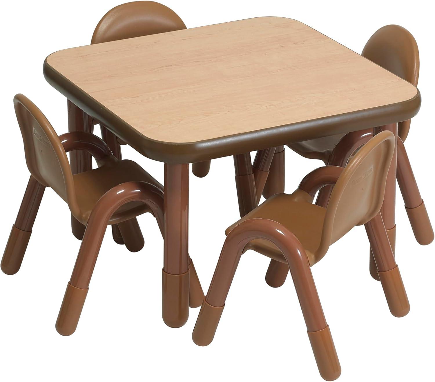 Angeles BASELINE Preschool 30" Square Table & Chair Set - Natural Wood