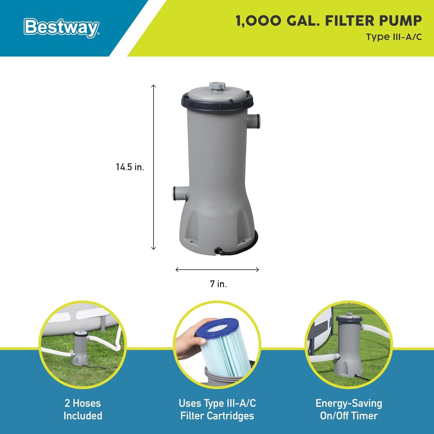 Bestway Bestway Flowclear 1,000 Gallons per Hour Above Ground Swimming Pool Filter Pump