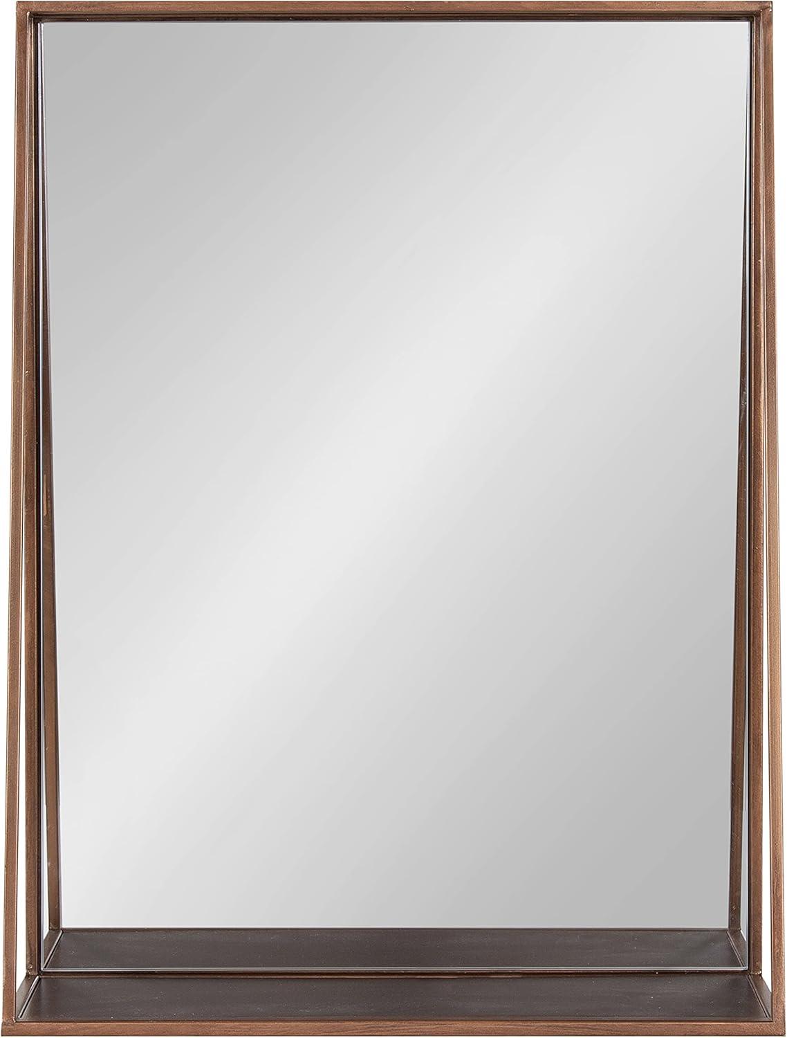 Kate and Laurel Lintz Metal Framed Mirror with Shelf, Bronze 18x24