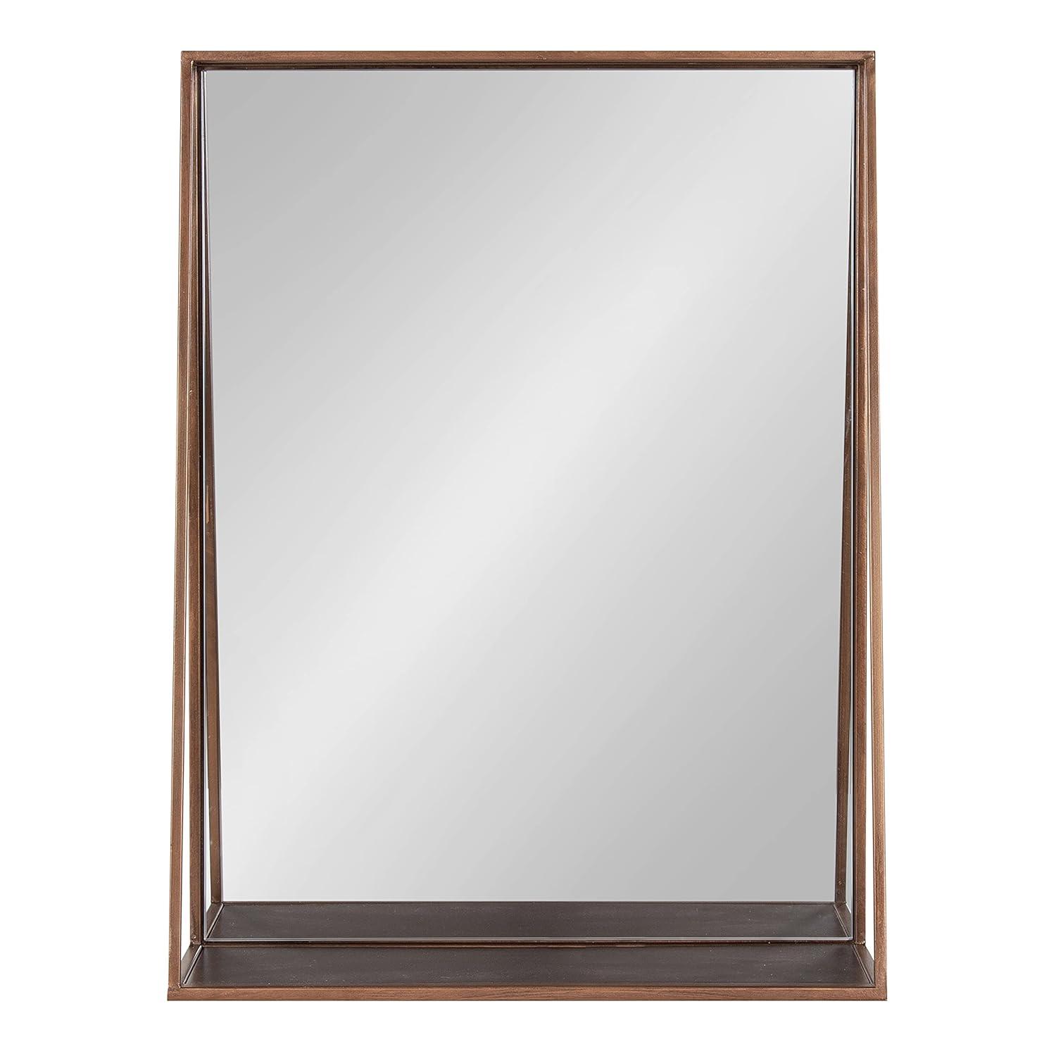 Kate and Laurel Lintz Metal Framed Mirror with Shelf, Bronze 18x24